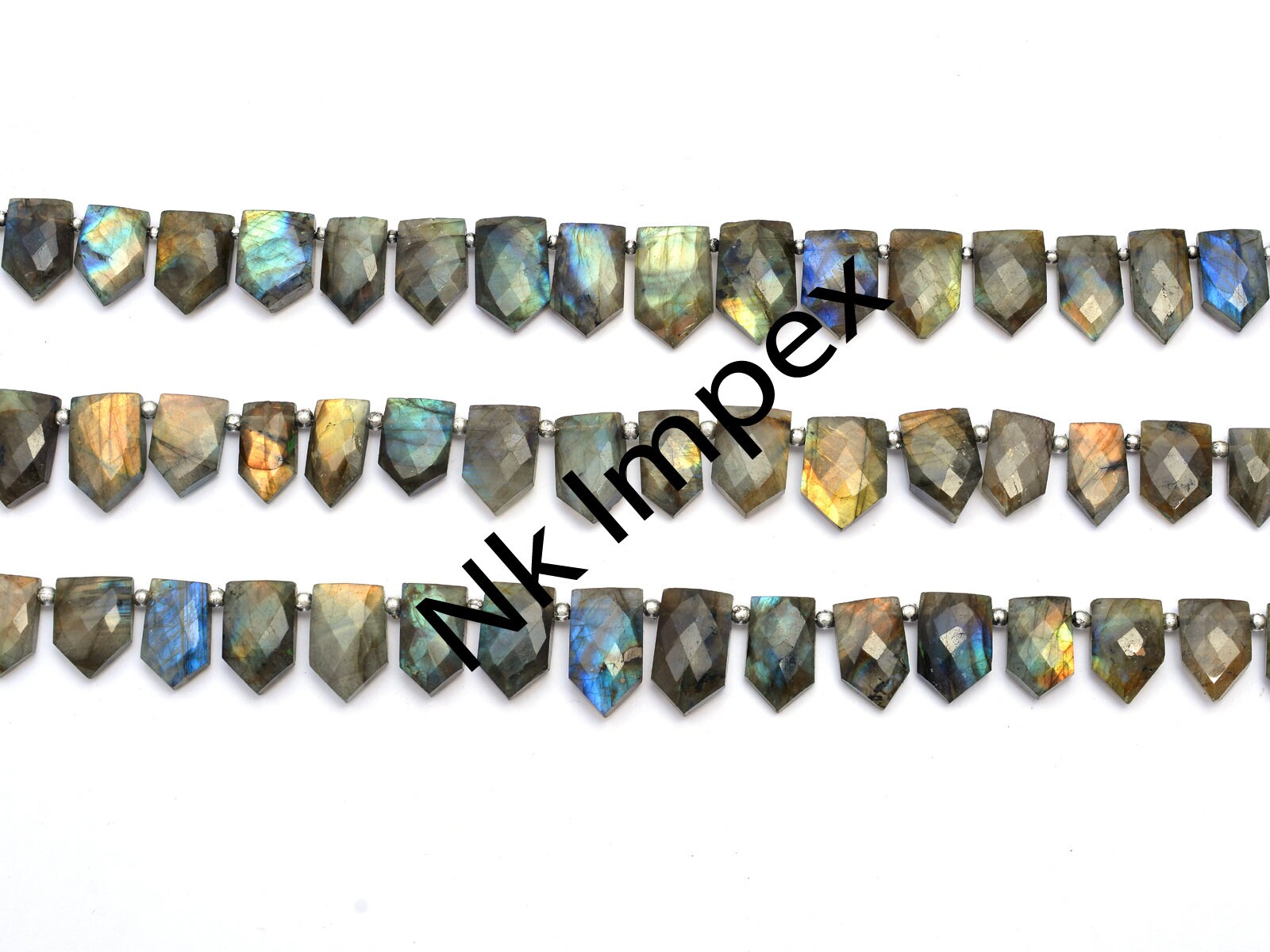 Black Rainbow Labradorite Shield Gemstone Beads, 10x16 To 13x19 mm, (SKU234)