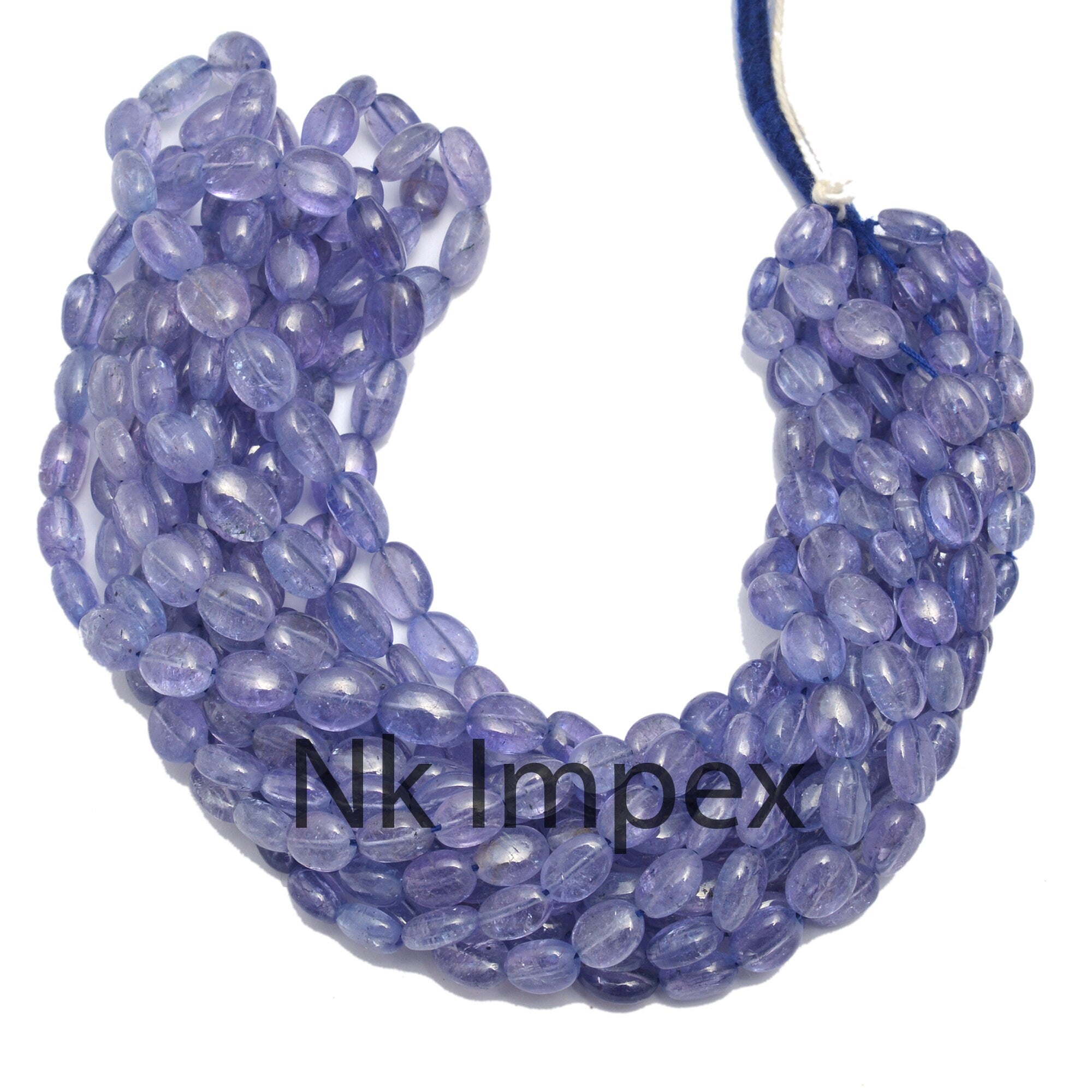 Natural Blue Tanzanite Smooth Oval Gemstone Beads, 6x8 mm, 16 Inch Strand, (SKU238)