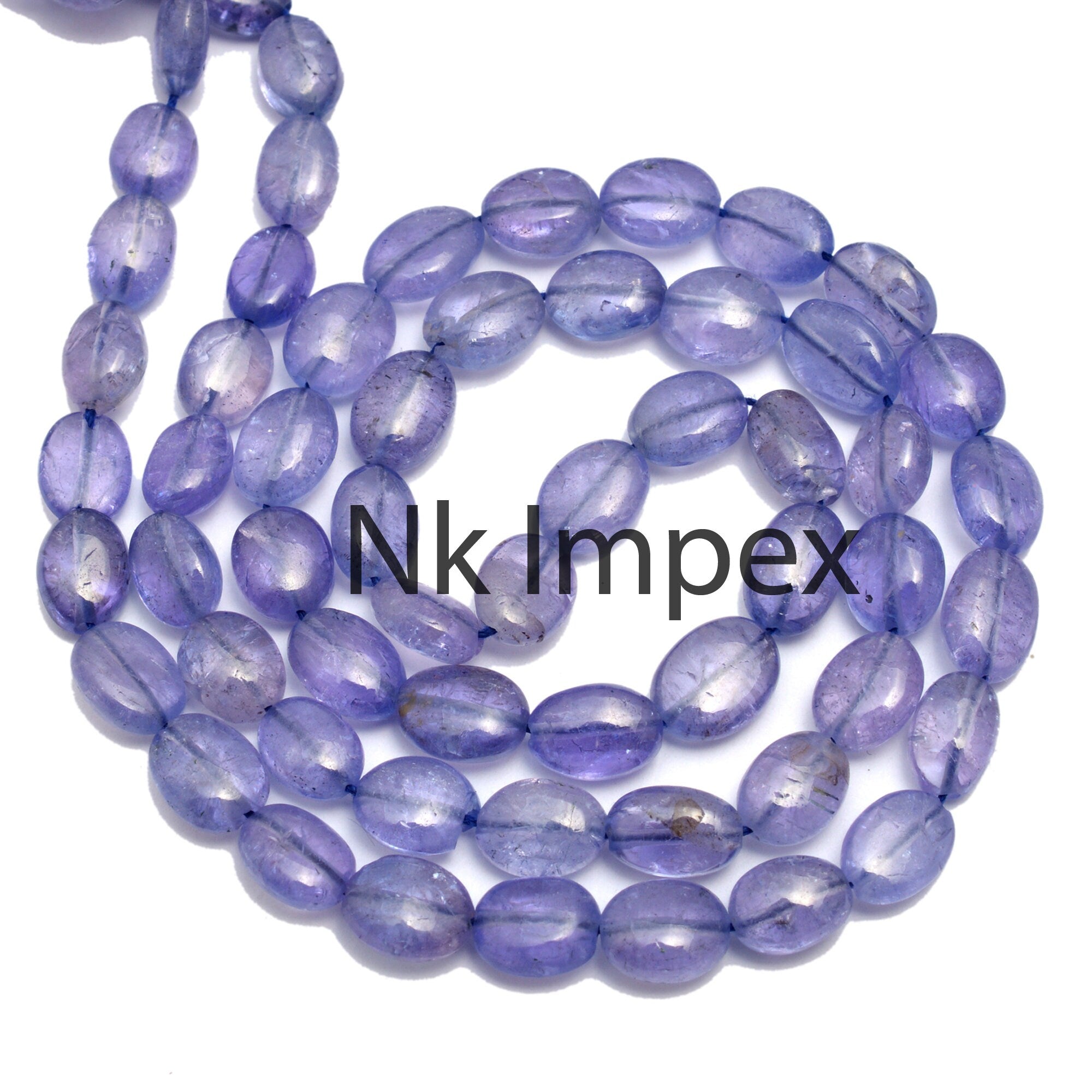 Natural Blue Tanzanite Smooth Oval Gemstone Beads, 6x8 mm, 16 Inch Strand, (SKU238)