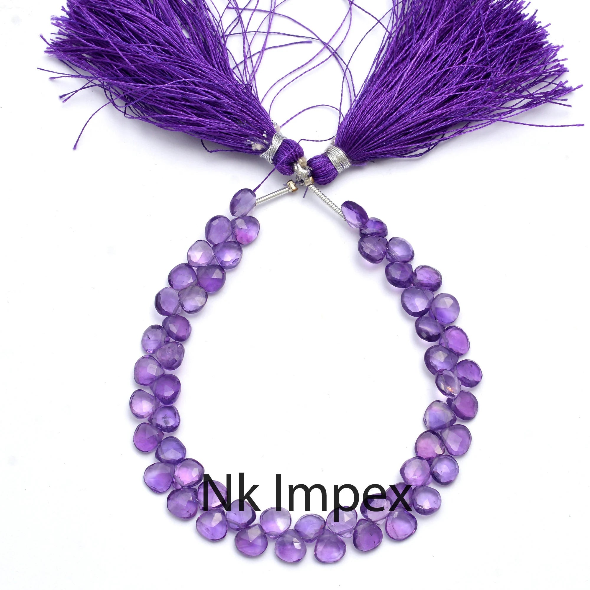 Natural Amethyst Faceted Heart Beads, 6x6 mm to 7x7 mm, Amethyst Jewelry Making Beads, 8 Inches Strand, (244)