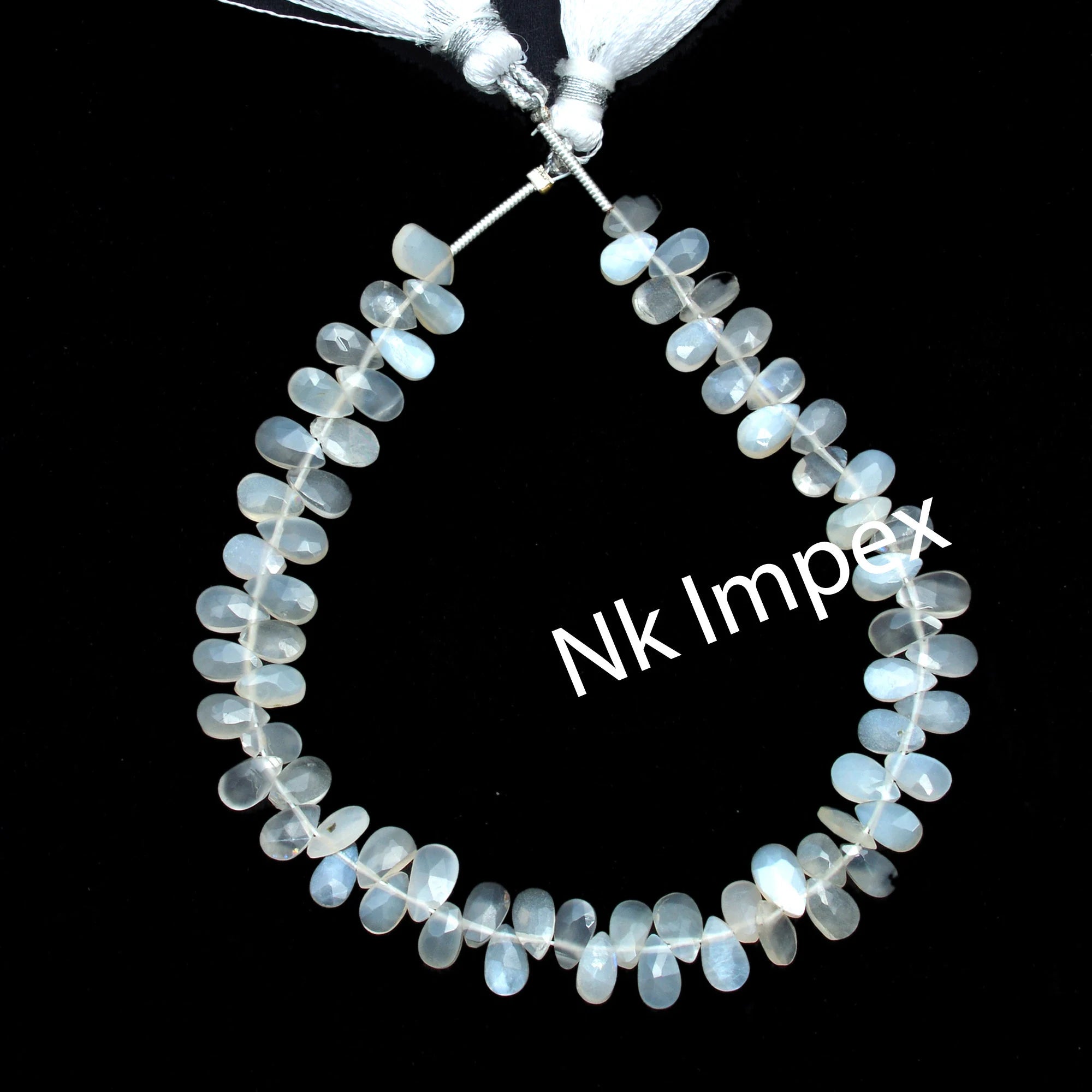 Natural White Moonstone Faceted Pear Beads, 4x5 mm To 5x7 mm, Moonstone Faceted Pear, White Color Pear, Gemstone Beads, 8 Inch