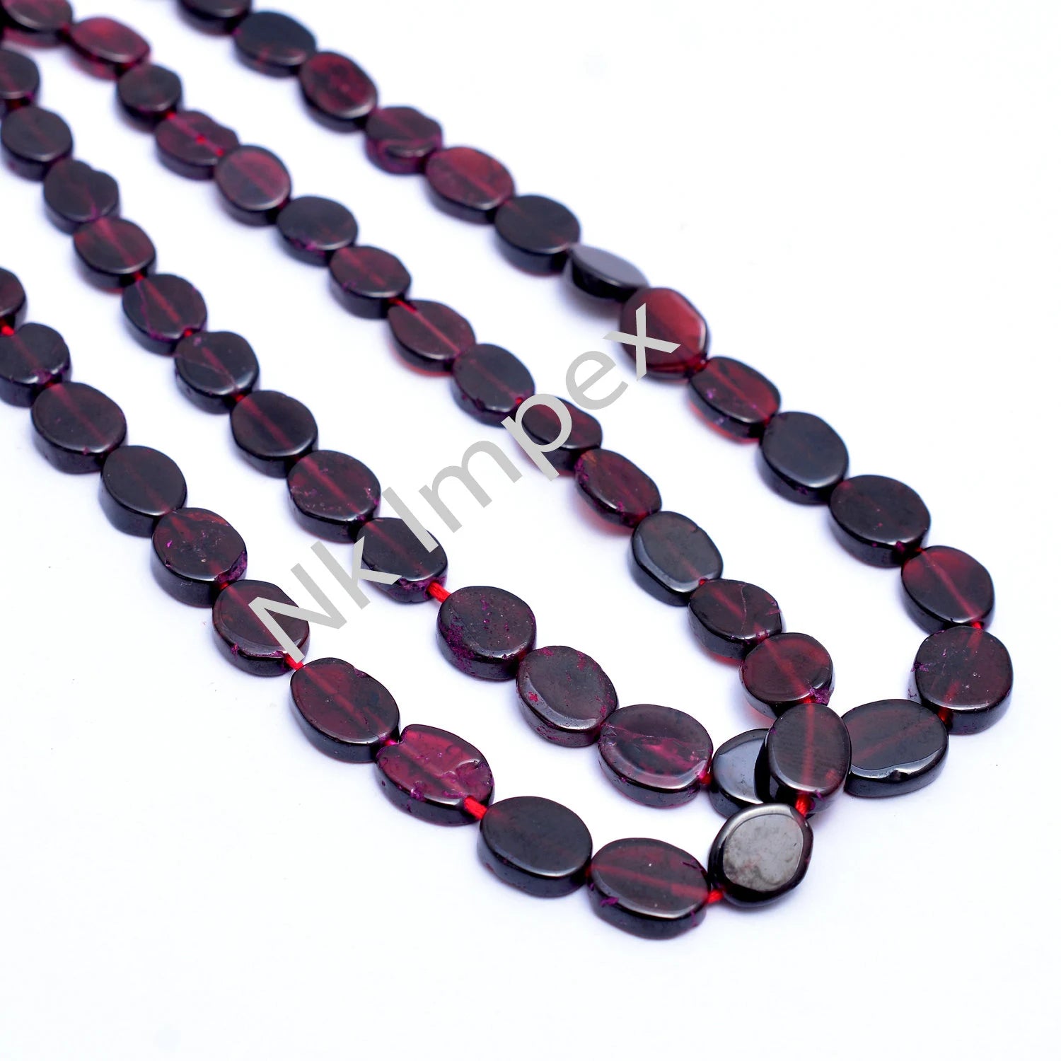 Natural Red Garnet Smooth Flat Oval Beads, 6x6 mm To 8x10 mm, Red Garnet Flat Oval, Garnet Jewelry Making Gemstone Beads, 17 Inch