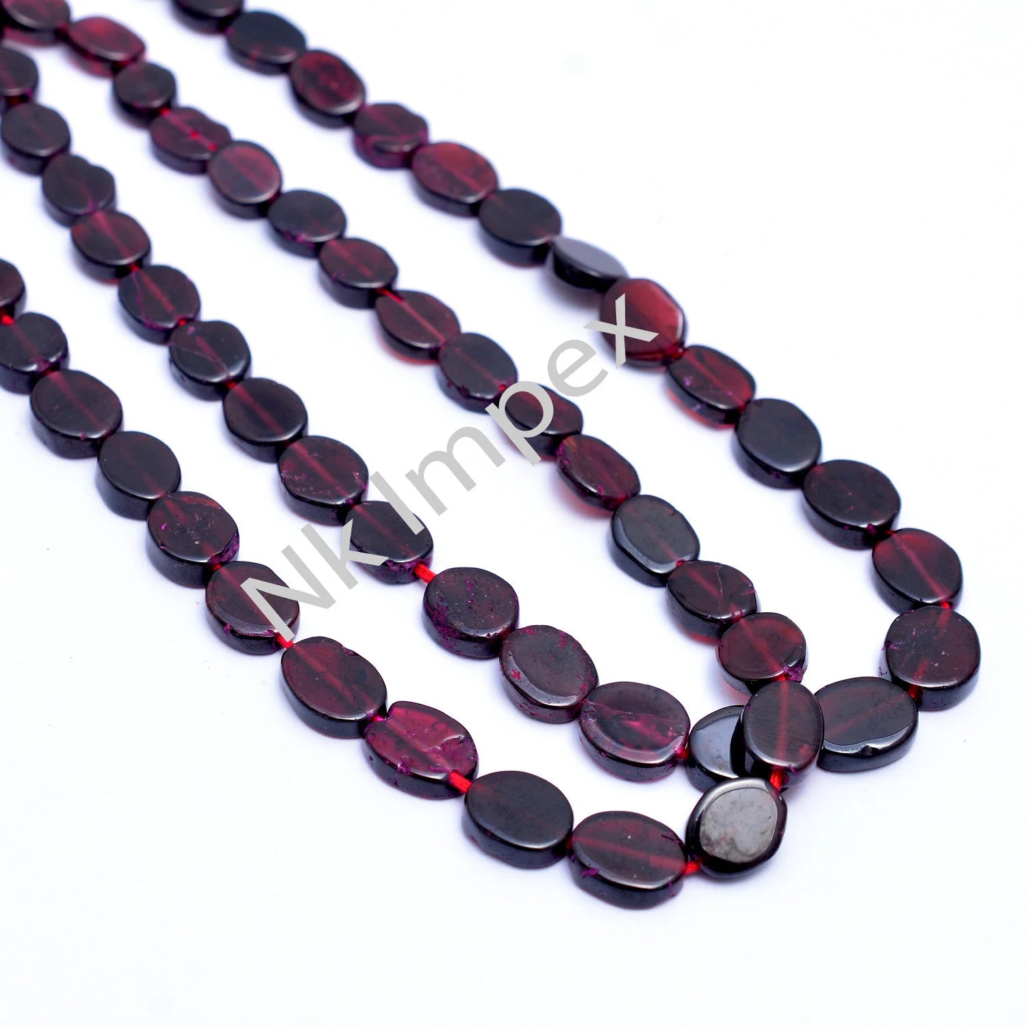 Natural Red Garnet Smooth Flat Oval Beads, 6x6 mm To 8x10 mm, Red Garnet Flat Oval, Garnet Jewelry Making Gemstone Beads, 17 Inch