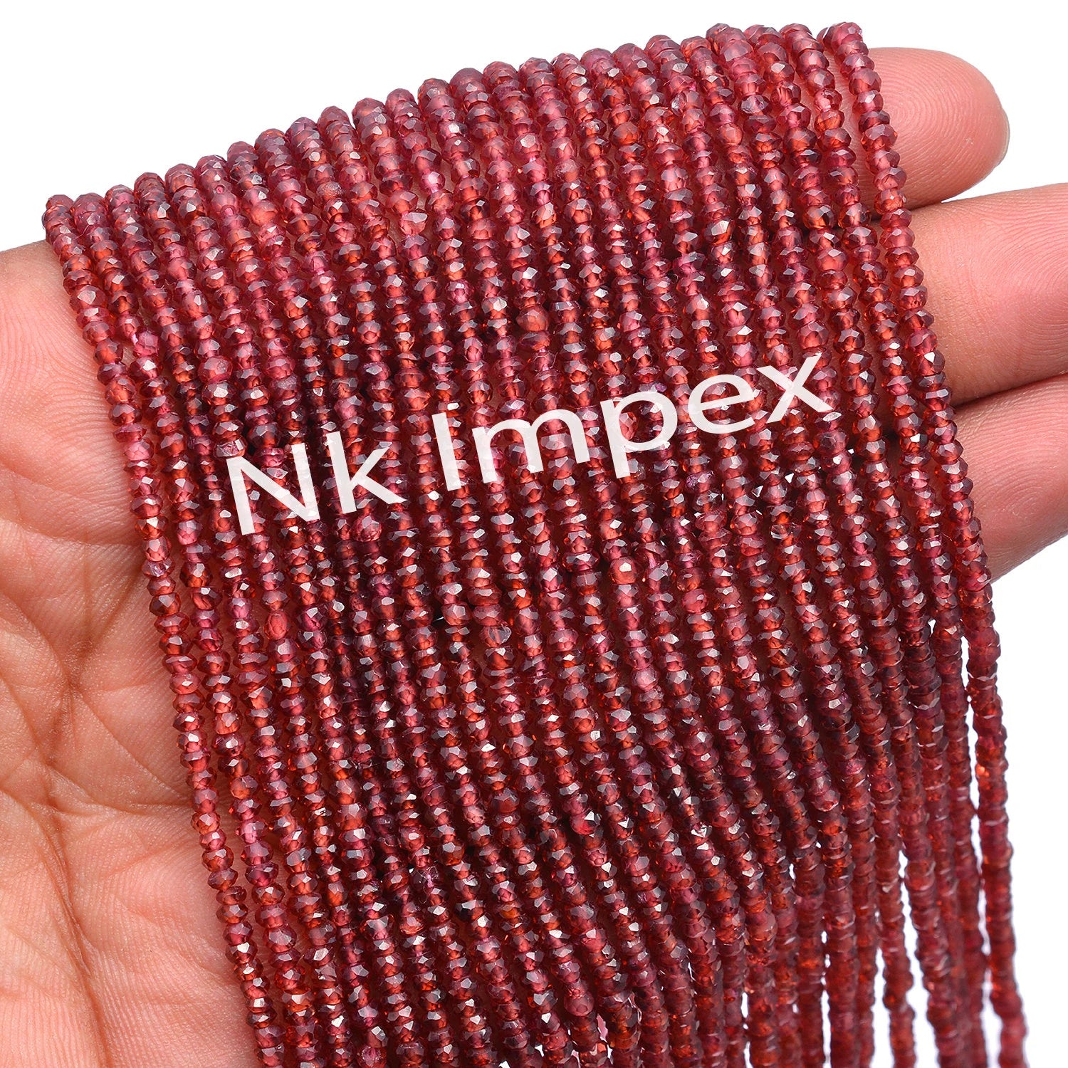 Natural Red Garnet Faceted Rondelle Beads, 2 To 3 mm Beads, 14 Inches Strand, (273)