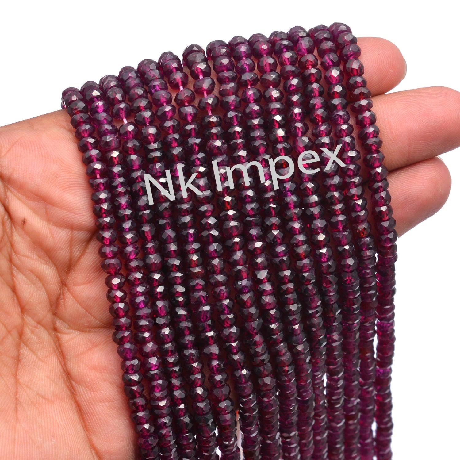 Natural Rhodolite Garnet Beads, 4X5 mm Beads, Faceted Rondelle Beads,