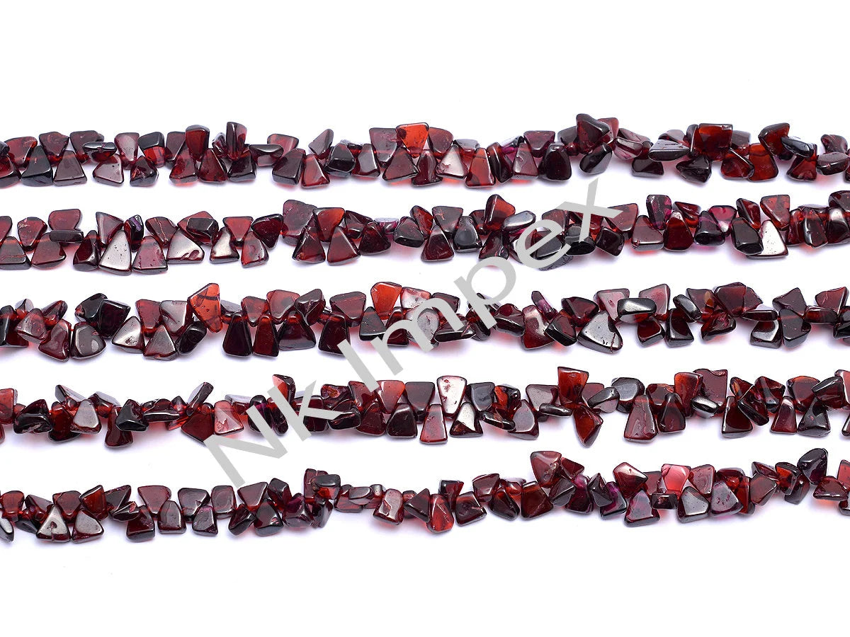 Natural Red Garnet Smooth Triangle Beads, 5x7 mm To 6x8 mm, SKU281