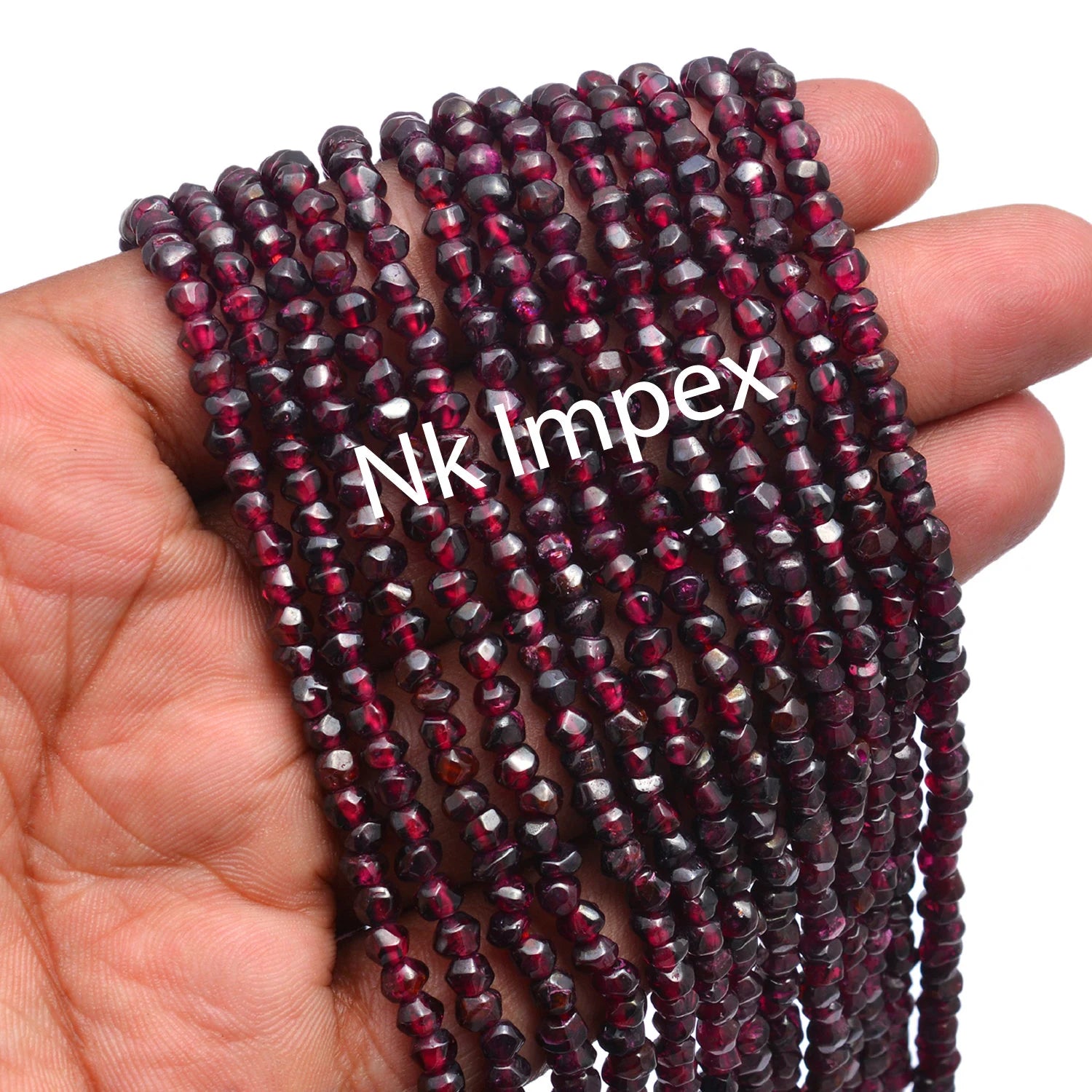 Natural Garnet Smooth Abacus Beads, 4.5 mm Beads, 15" Strand (SKU285)
