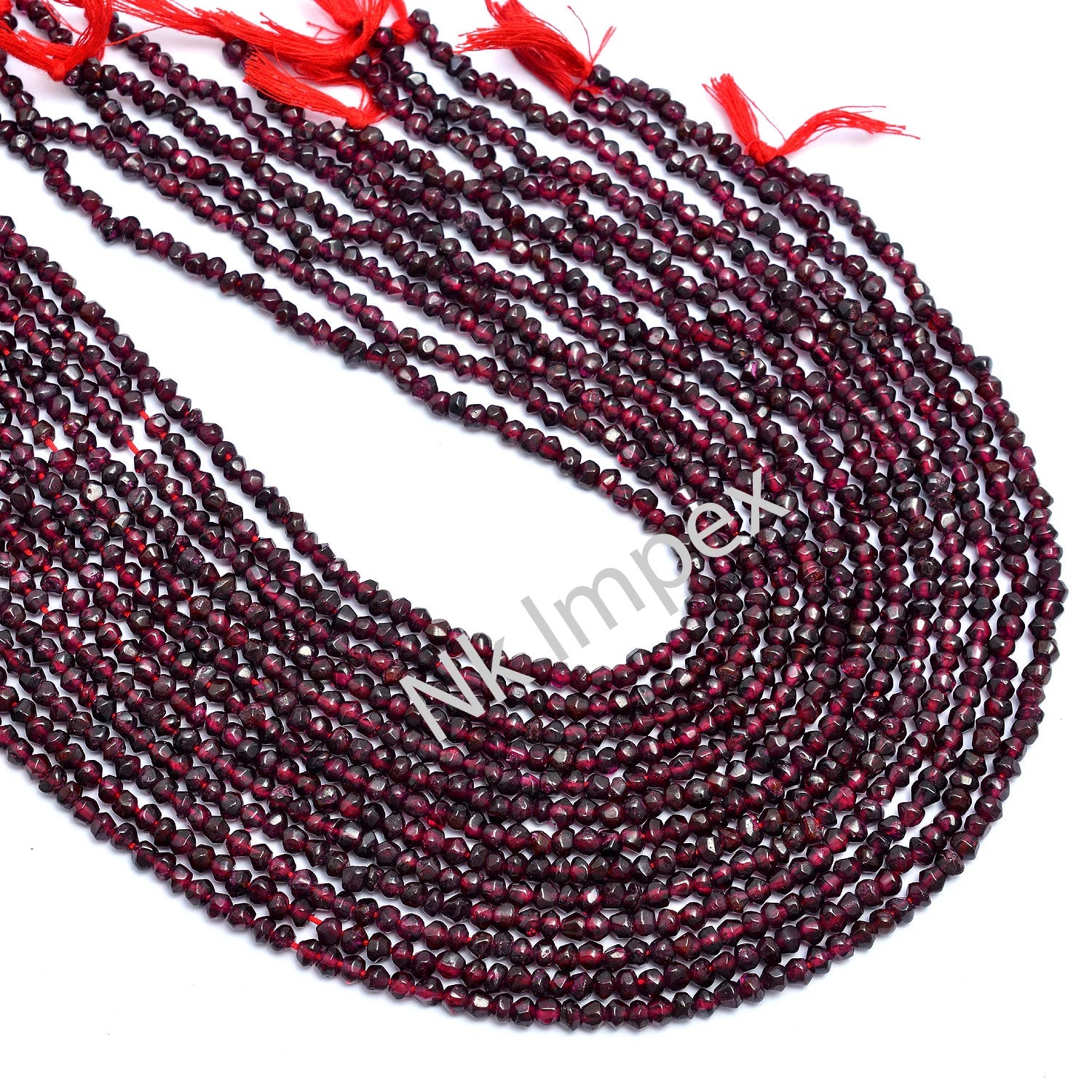 Natural Garnet Smooth Abacus Beads, 4.5 mm Beads, 15" Strand (SKU285)