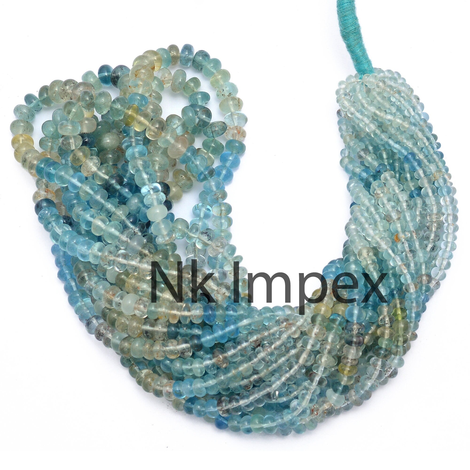 Natural Multi Aquamarine Smooth Rondelle Beads, 3 To 6 mm, Aquamarine Jewelry Making Beads, 16 Inch, (SKU289)