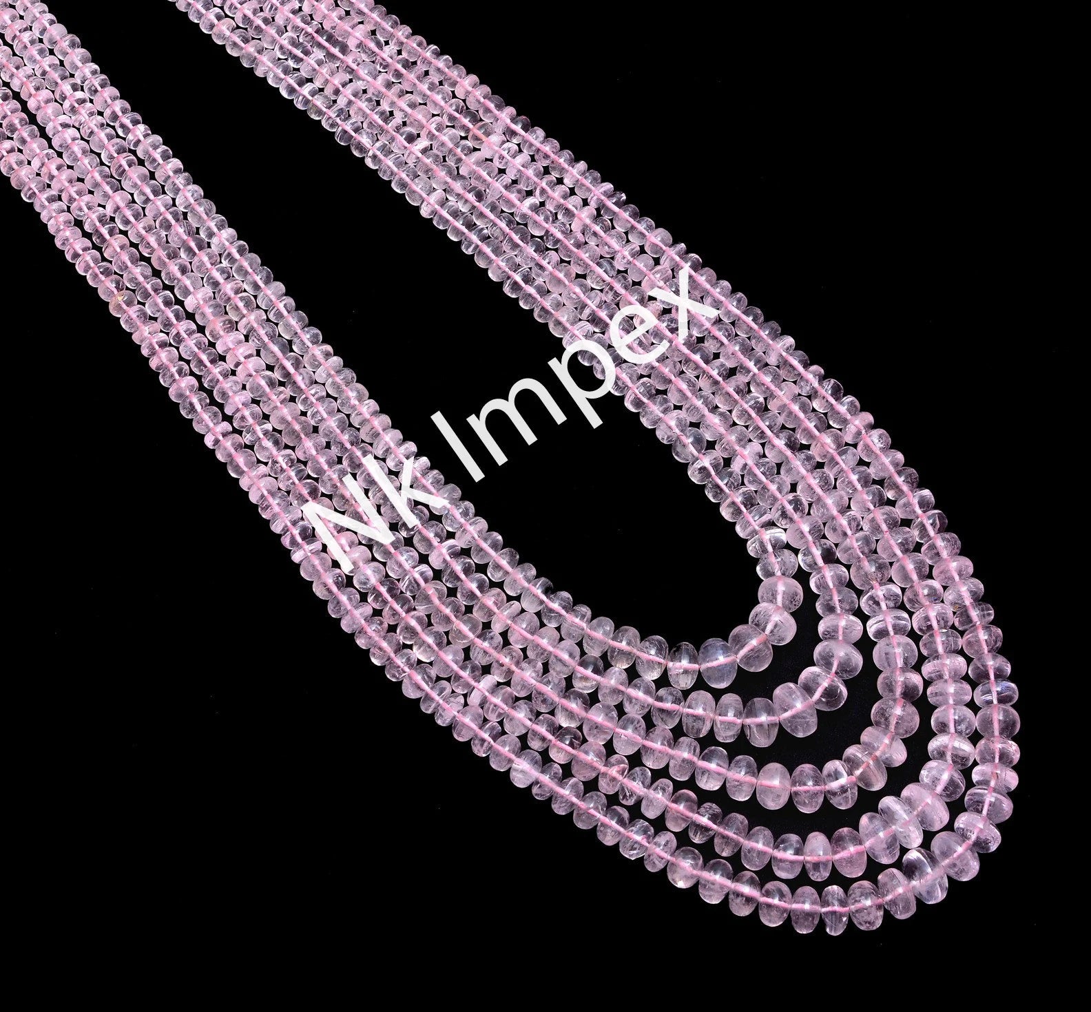 Morganite Beads, 5 To 10 mm, Smooth Rondelle Beads, Pink Morganite Beads, Morganite Jewelry Making Gemstone Beads, 19" Strand (SKU290)