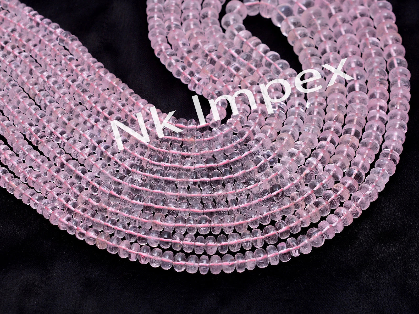 Morganite Beads, 5 To 10 mm, Smooth Rondelle Beads, Pink Morganite Beads, Morganite Jewelry Making Gemstone Beads, 19" Strand (SKU290)