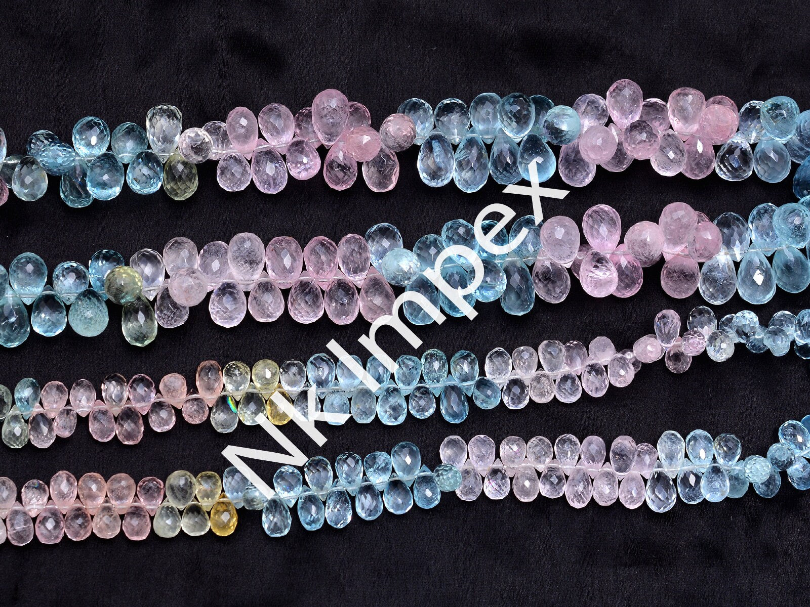 Multi Aquamarine Faceted Briolette Drops Beads, Multi Aquamarine Drops, Multi Beryl Drops, Aquamarine Jewelry Making Gemstone Drops