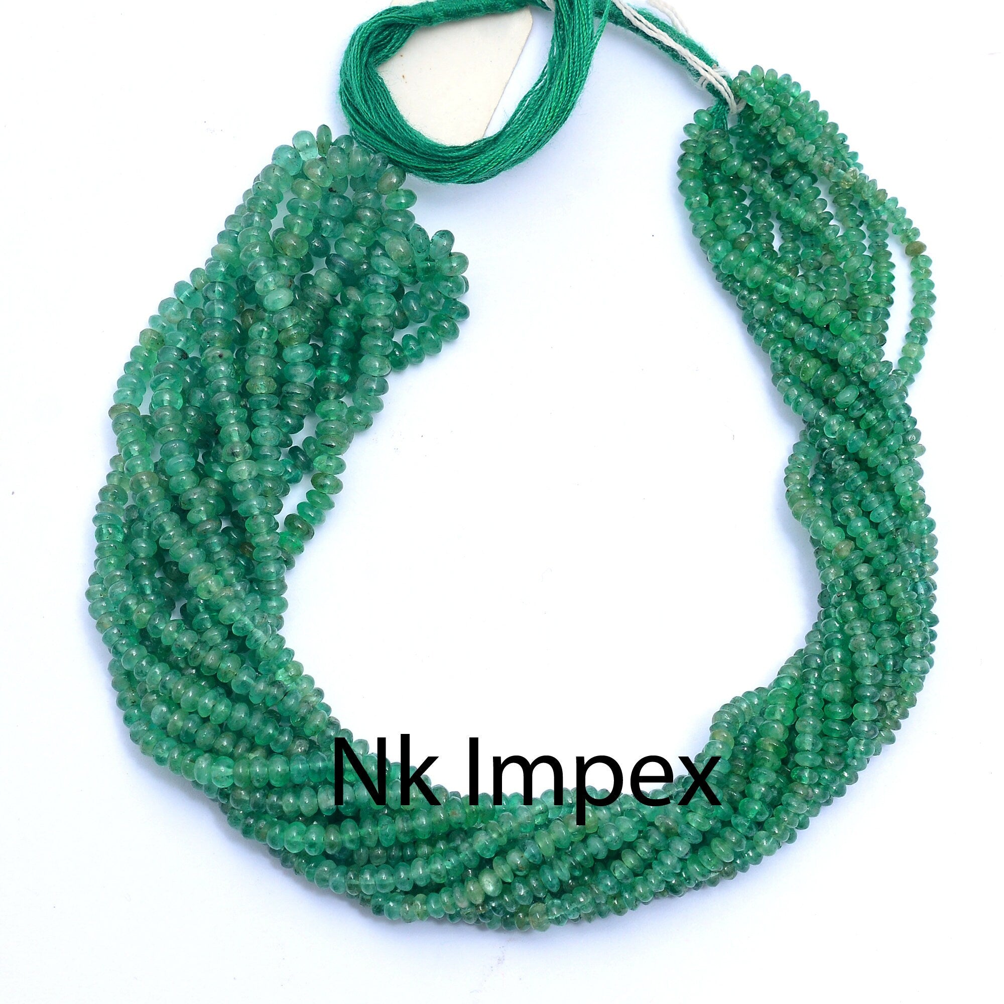 Natural Emerald Smooth Rondelle Beads, Emerald Beads, Green Gemstone Beads, Emerald Jewelry Making Beads, 18 Inch Strand (SKU292)