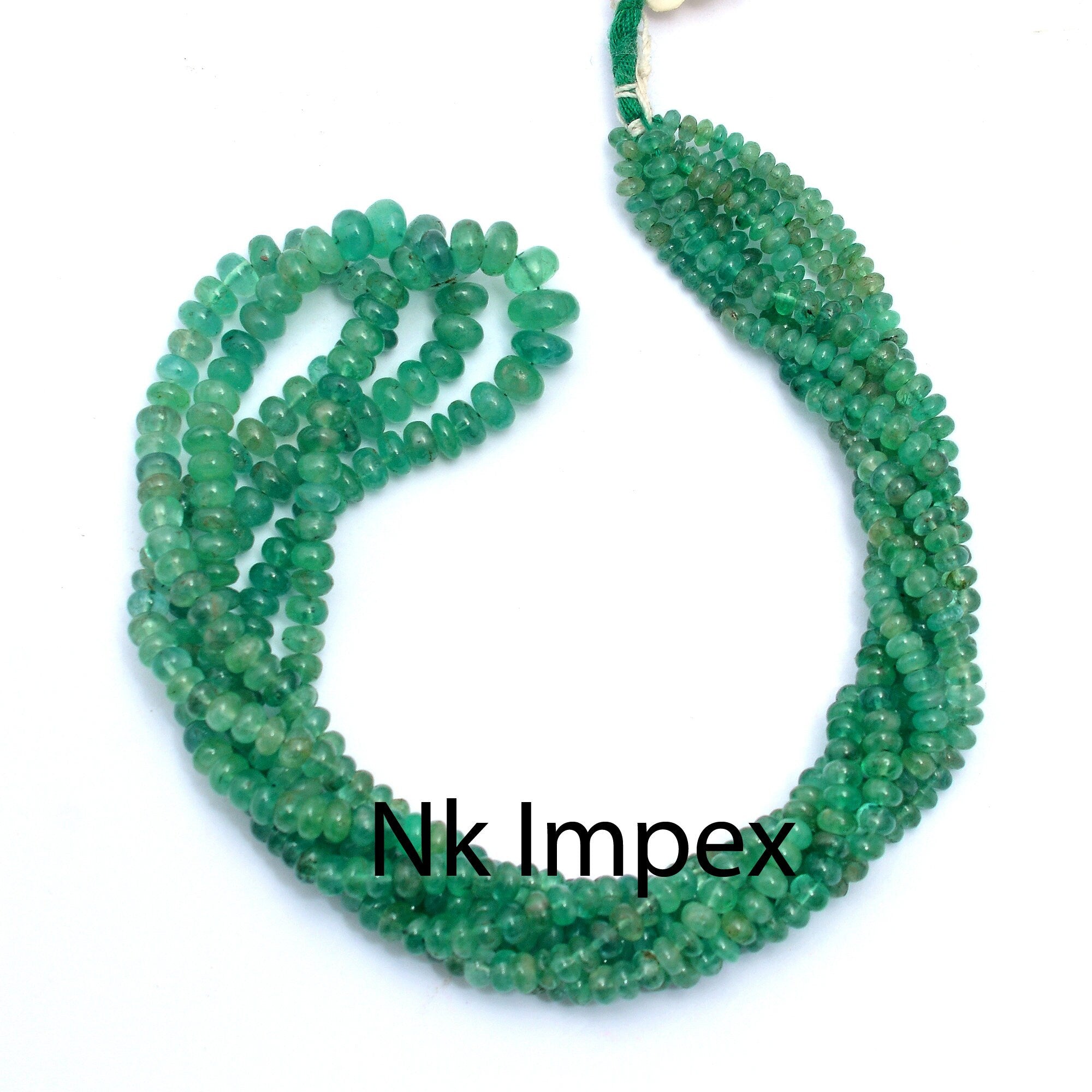 Natural Emerald Smooth Rondelle Beads, Emerald Beads, Green Gemstone Beads, Emerald Jewelry Making Beads, 18 Inch Strand (SKU292)