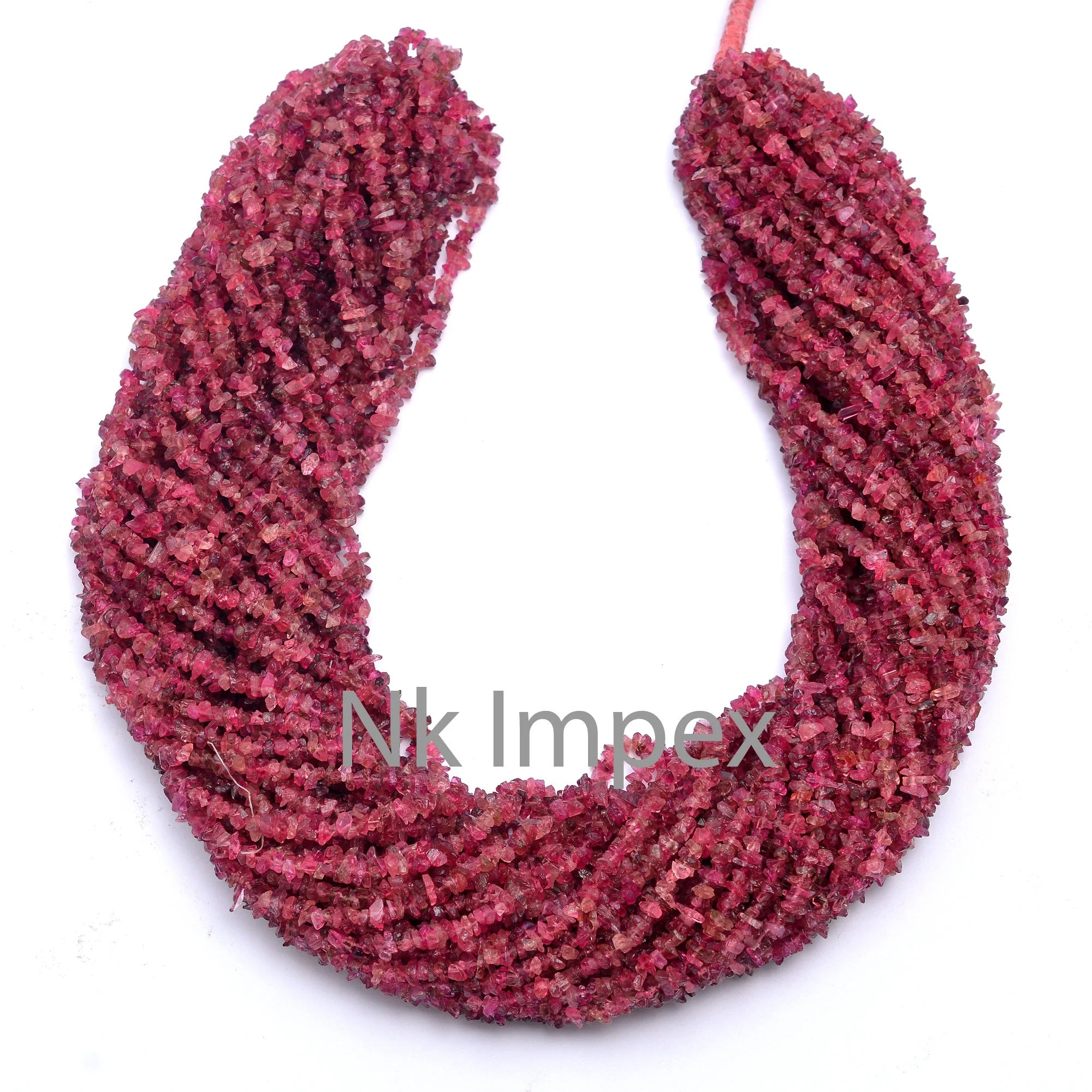Pink Tourmaline Smooth Chips Beads, 3 - 4 mm, 36 Inch Natural Tourmaline Nuggets Beads, (SKU314)
