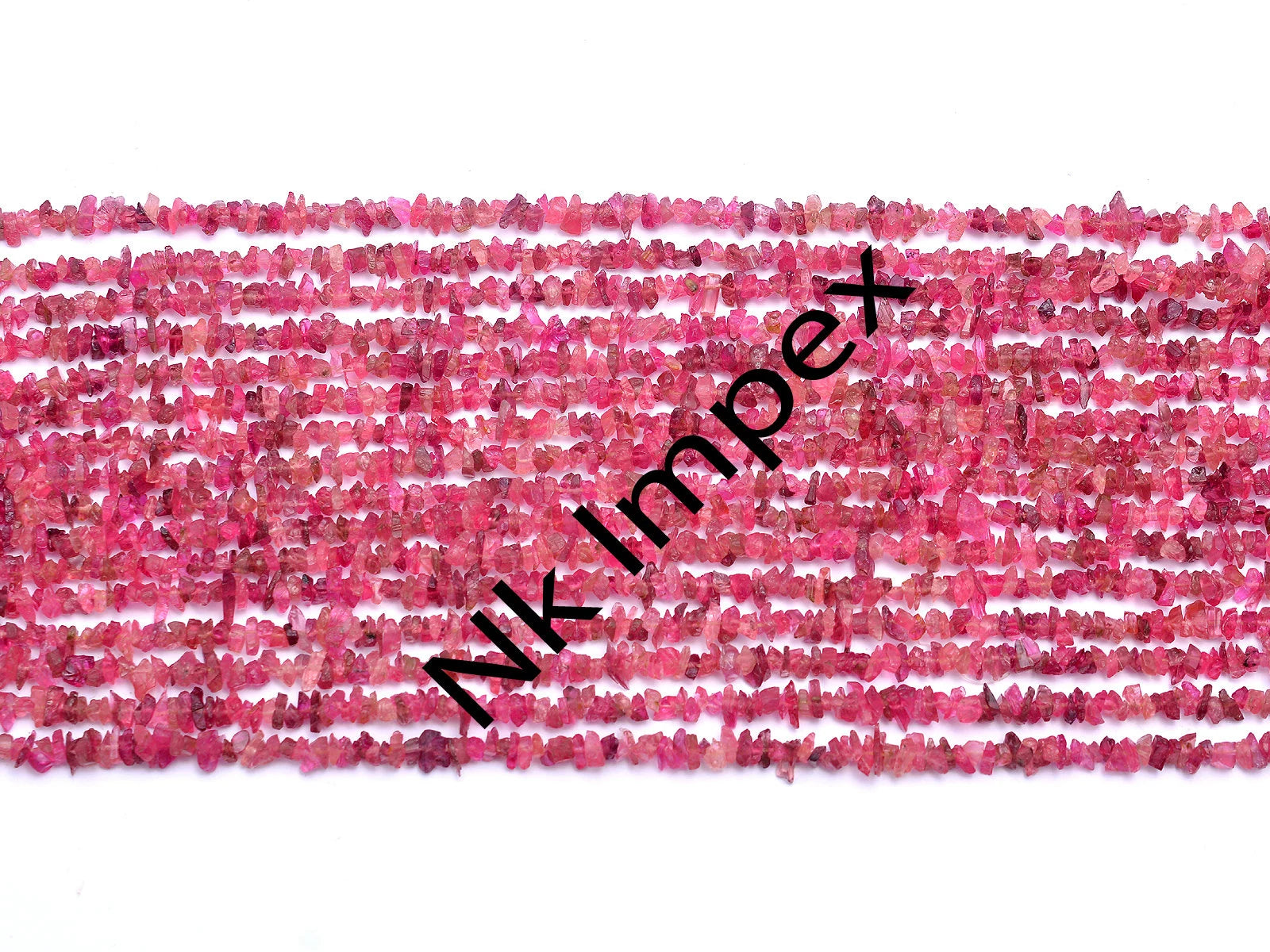 Pink Tourmaline Smooth Chips Beads, 3 - 4 mm, 36 Inch Natural Tourmaline Nuggets Beads, (SKU314)