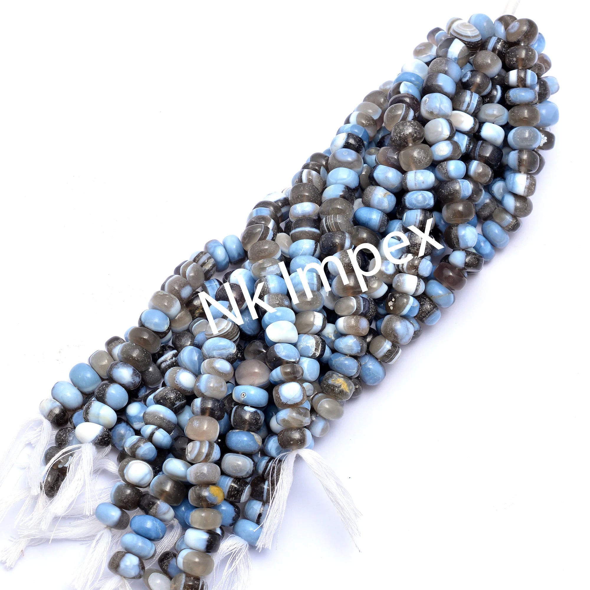 Blue Opal Smooth Rondelle Beads, 9 mm To 11 mm, Blue Opal Rondelle Smooth Fancy Beads, Opal Jewelry Making Gemstone Beads, 9 Inch