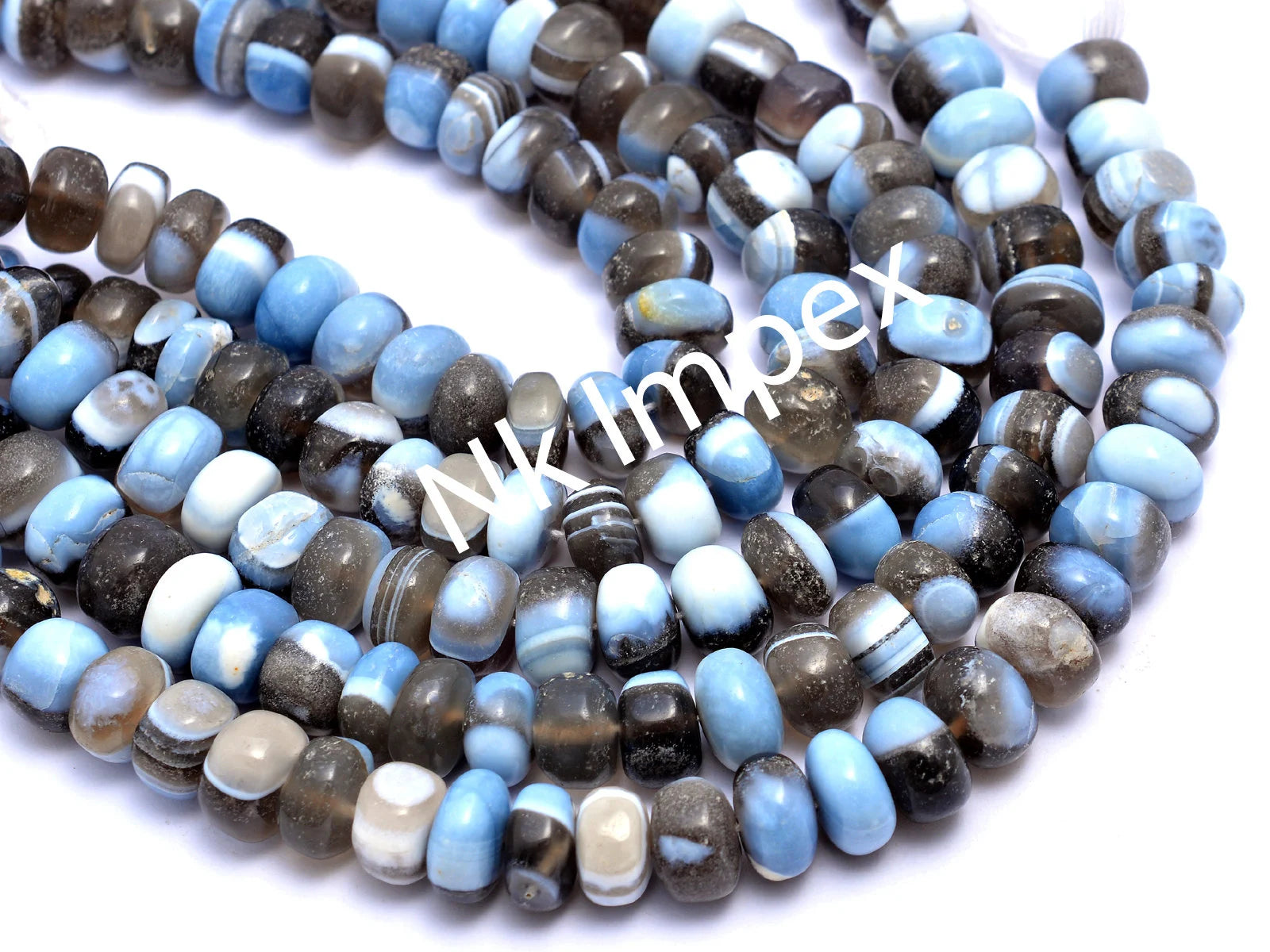 Blue Opal Smooth Rondelle Beads, 9 mm To 11 mm, Blue Opal Rondelle Smooth Fancy Beads, Opal Jewelry Making Gemstone Beads, 9 Inch