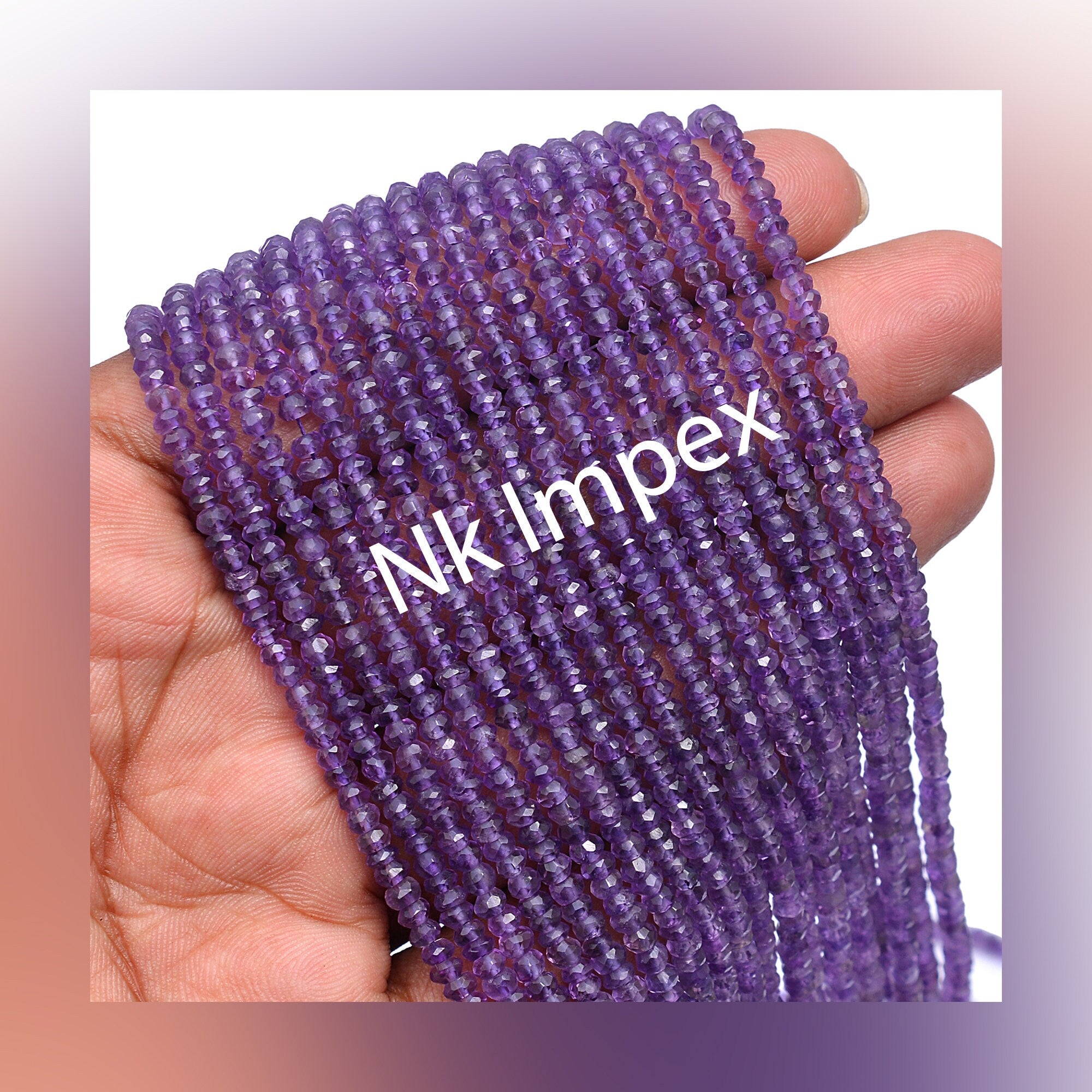 Amethyst Faceted Rondelle Beads, 3 mm To 3.5 mm, Amethyst Beads, Amethyst Jewelry Making Beads, Gift For Women, 15 Inch, SKU 327