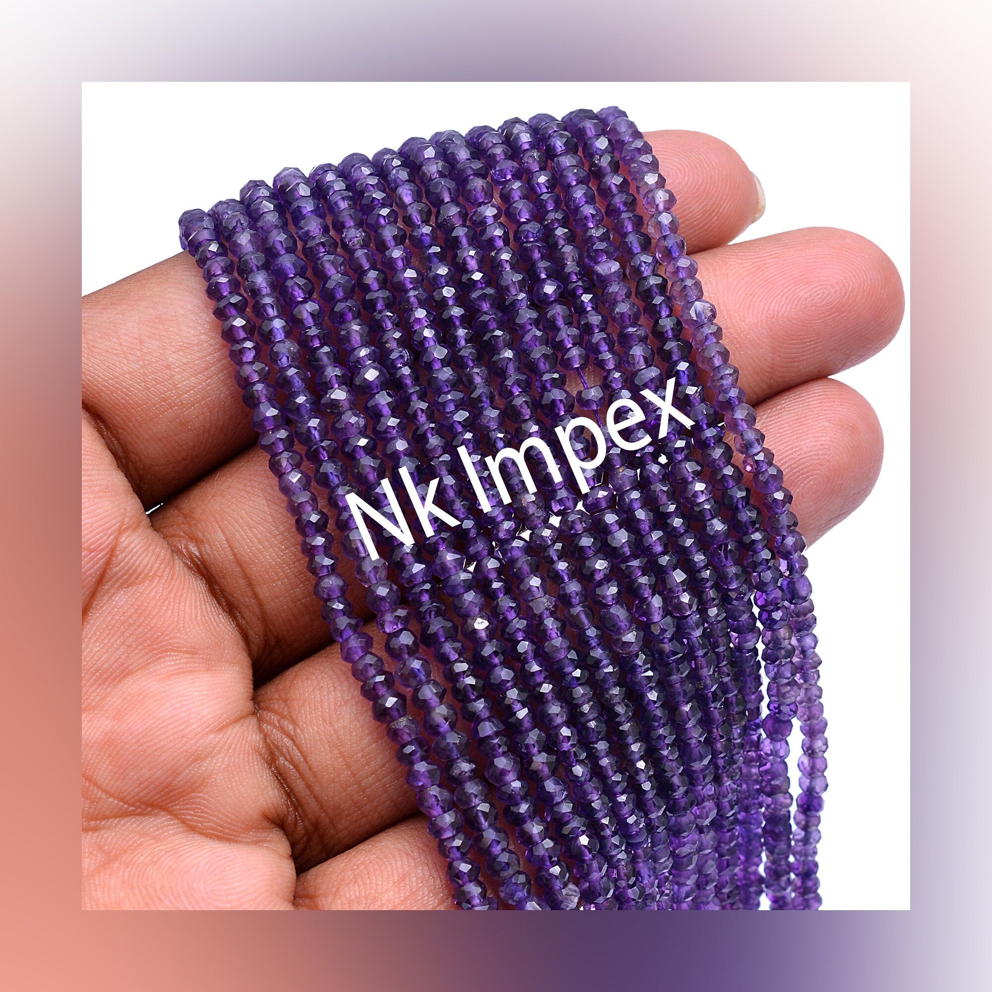 Natural Amethyst Faceted Rondelle Beads, 3 mm To 4 mm, Amethyst Faceted Beads, Amethyst Jewelry Making Beads, 14.5 Inch