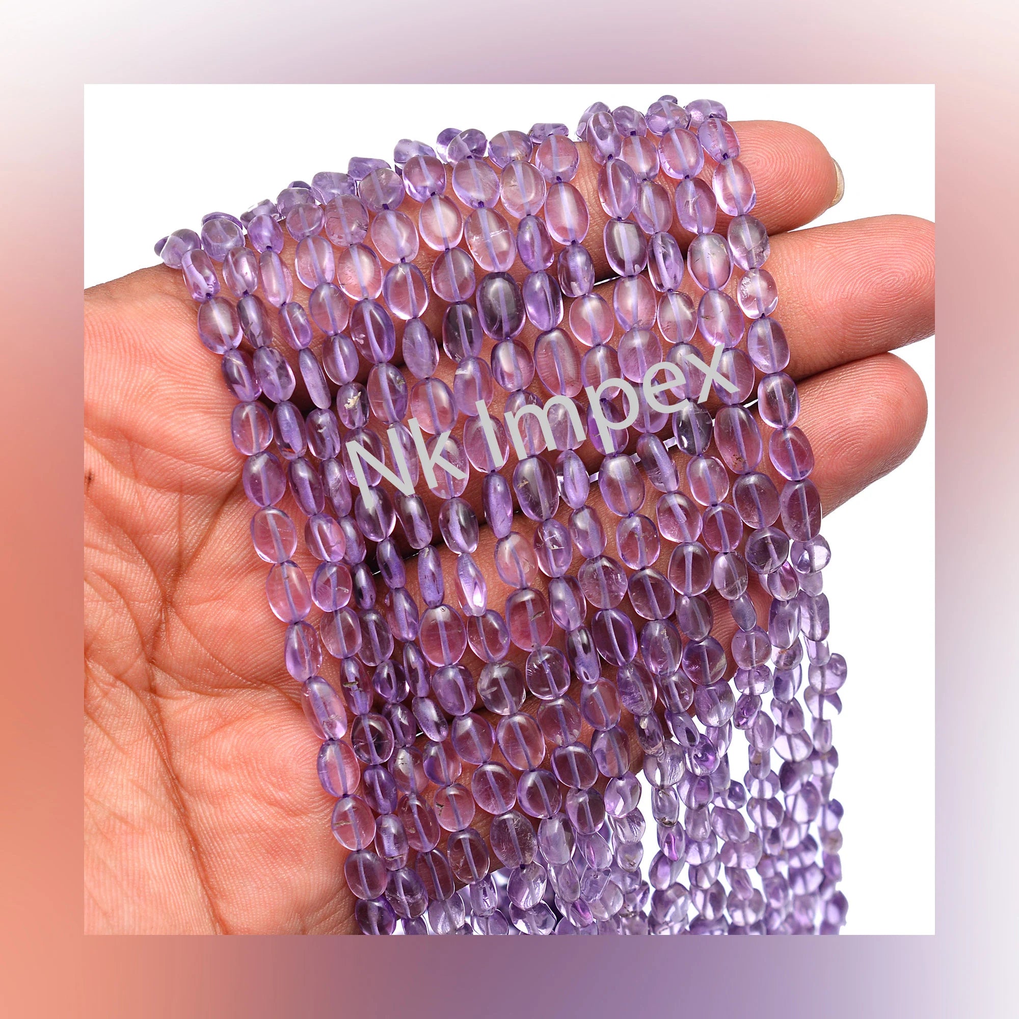 Natural Purple Amethyst Smooth Oval Beads, 4x6 To 5x7 mm, 15 Inch Amethyst Gemstone Beads Supplier, (SKU332)