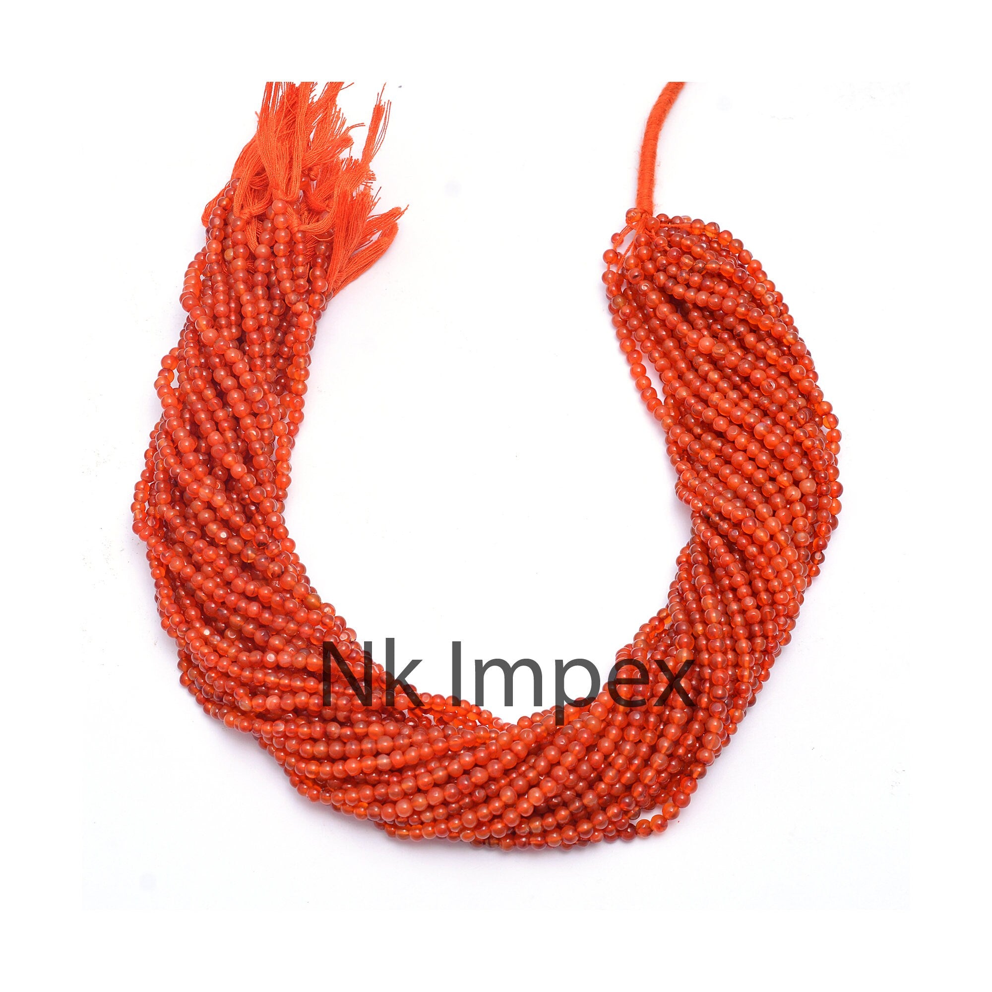 Natural Carnelian Smooth Round Beads, 3 mm - 3.5 mm Beads, Handmade Craft Beads, Gift For Her, Jewelry Making Beads, 15 Inches Strand SKU344