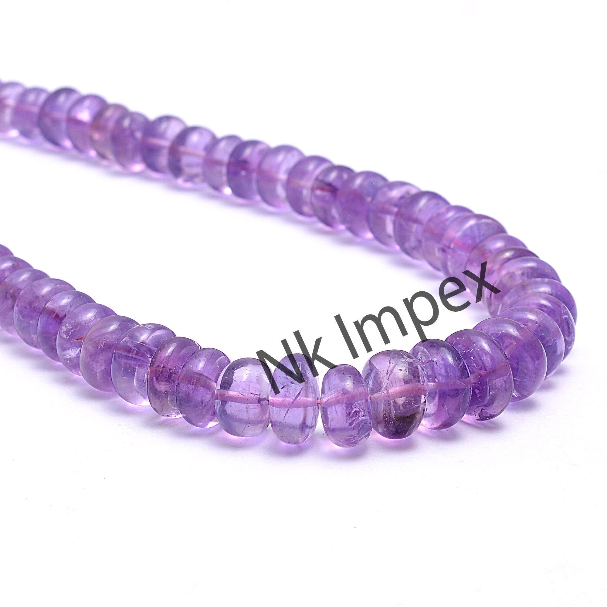 Natural Purple Amethyst Smooth Rondelle Gemstone Beads, 18.5 Inch Strand, (SKU353)