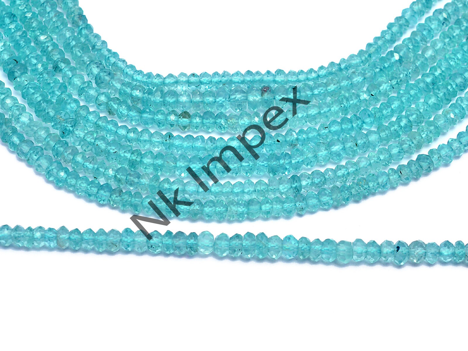 Natural Sky Apatite Faceted Rondelle Beads, 2.5 mm To 3.5 mm, Apatite Faceted Beads, Apatite Beads, Jewelry Making Gemstone Beads