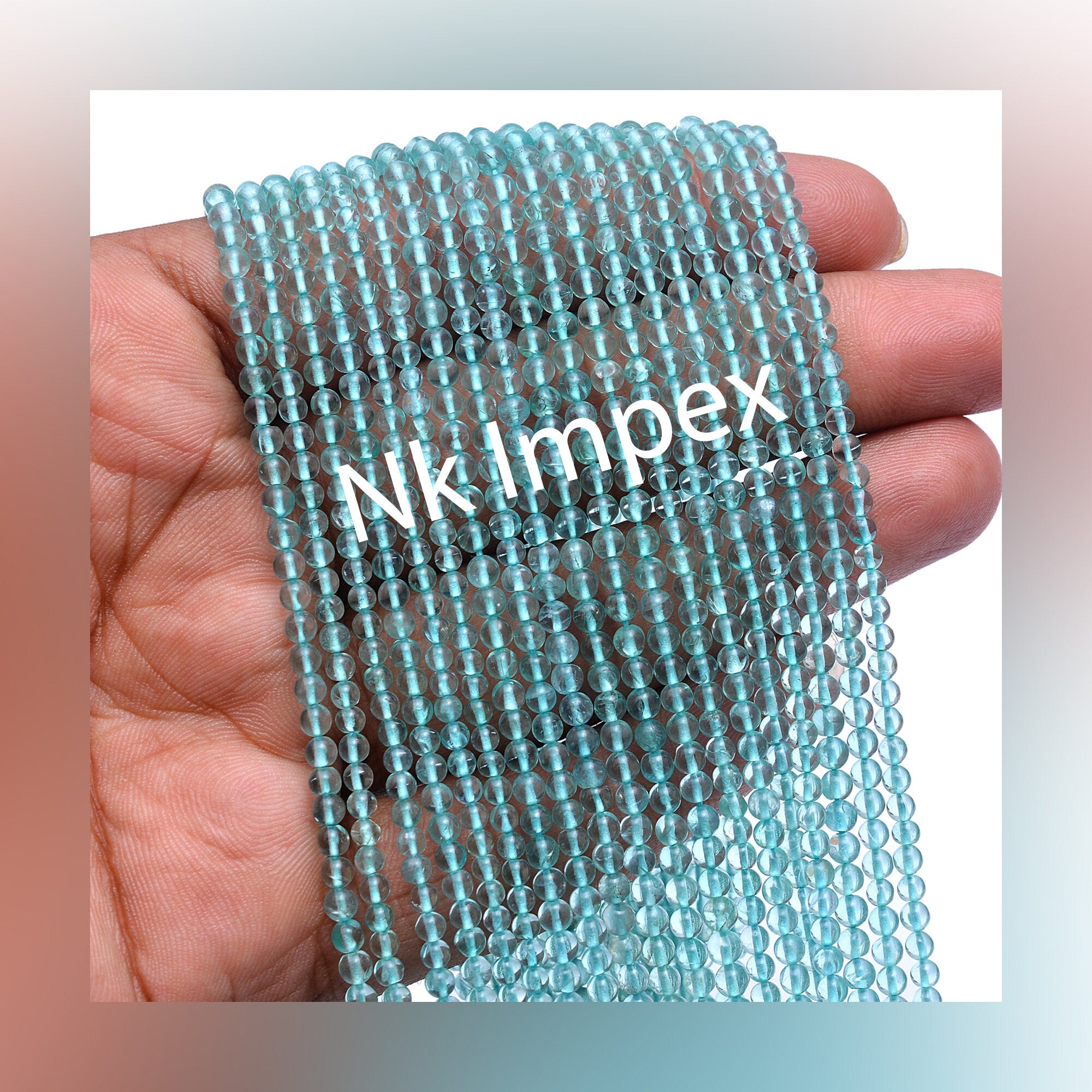 Sky Apatite Smooth Balls Beads, 3 mm To 3.5 mm, Sky Apatite Round Balls, Apatite Smooth Round, Jewelry Making Gemstone Bead, 15 Inch, SKU357