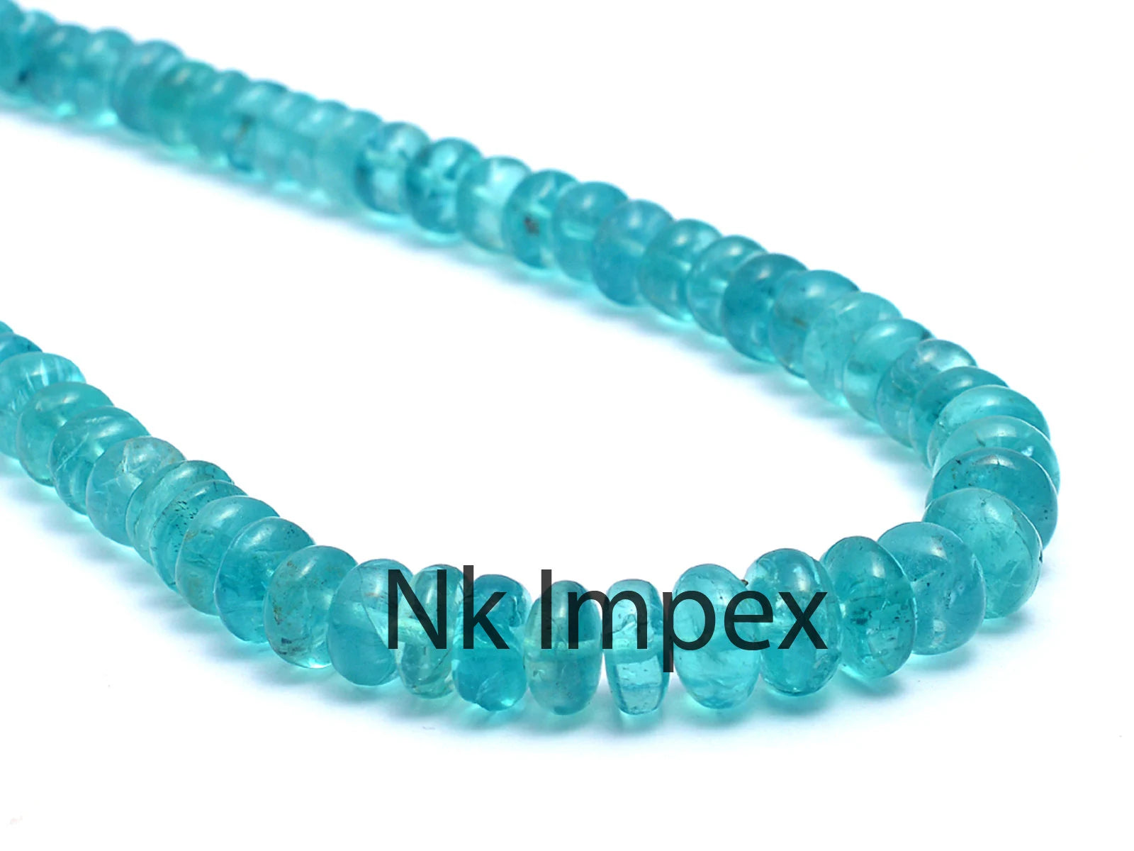 Sky Apatite Smooth Rondelle Beads, 4 mm To 8.5 mm, Sky Apatite Smooth Beads, Apatite Rondelle Jewelry Making Gemstone Beads, 17 Inch