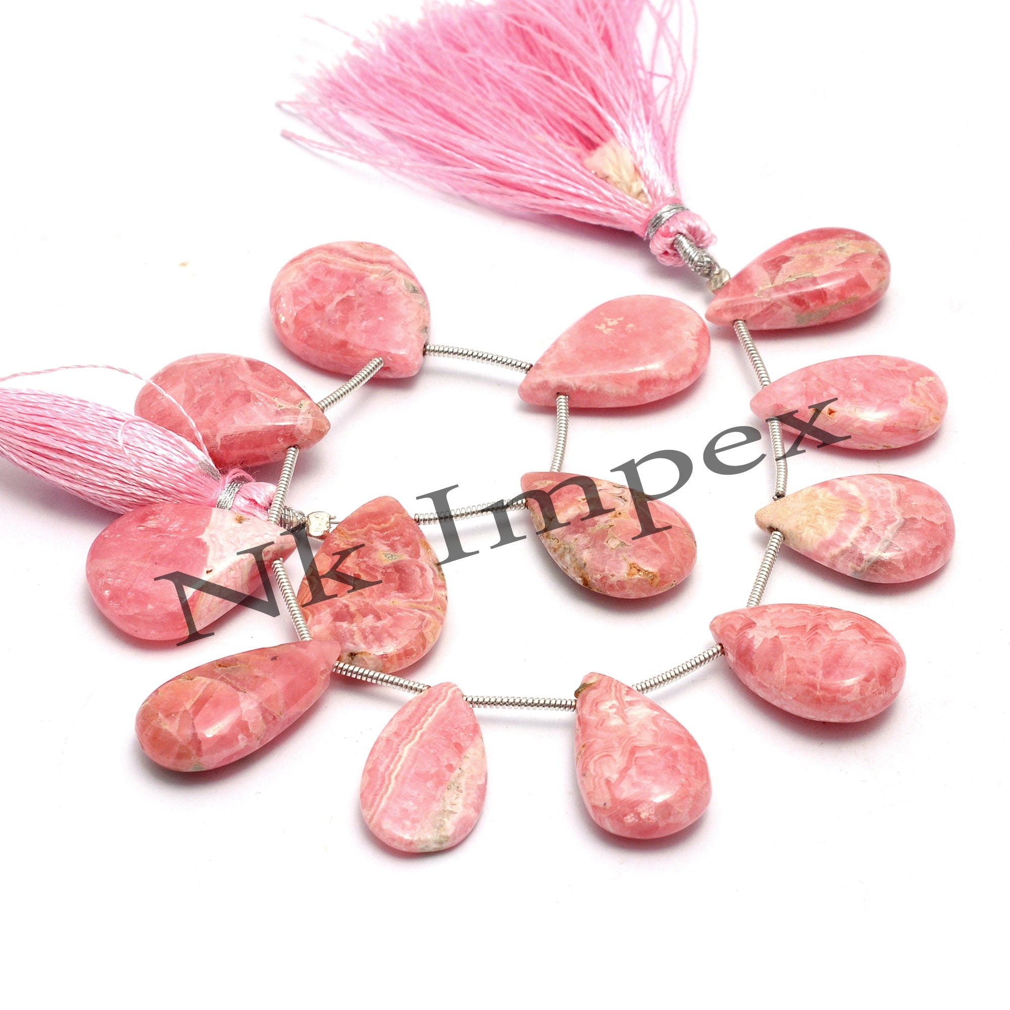 Natural Pink Rhodochrosite Beads, Smooth Long Pear Beads, 12x21 To 15x22 mm, 8.5 Inch Strand, Wholesale Beads Supplier (SKU651)