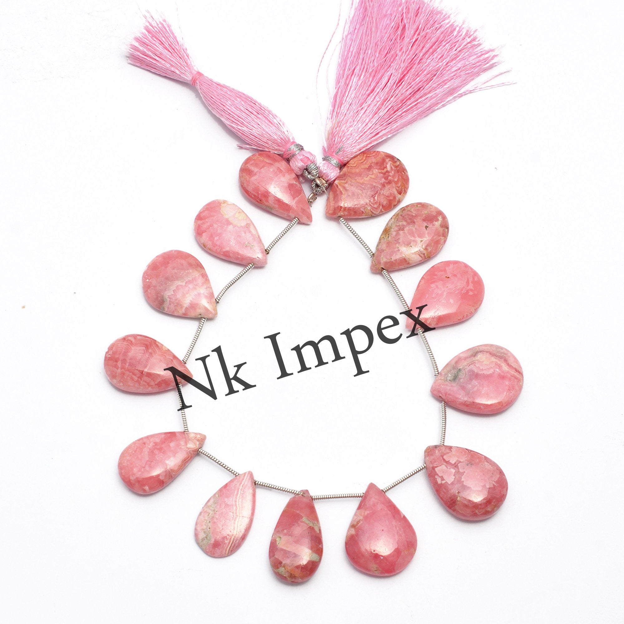 Natural Pink Rhodochrosite Beads, Smooth Long Pear Beads, 12x21 To 15x22 mm, 8.5 Inch Strand, Wholesale Beads Supplier (SKU651)