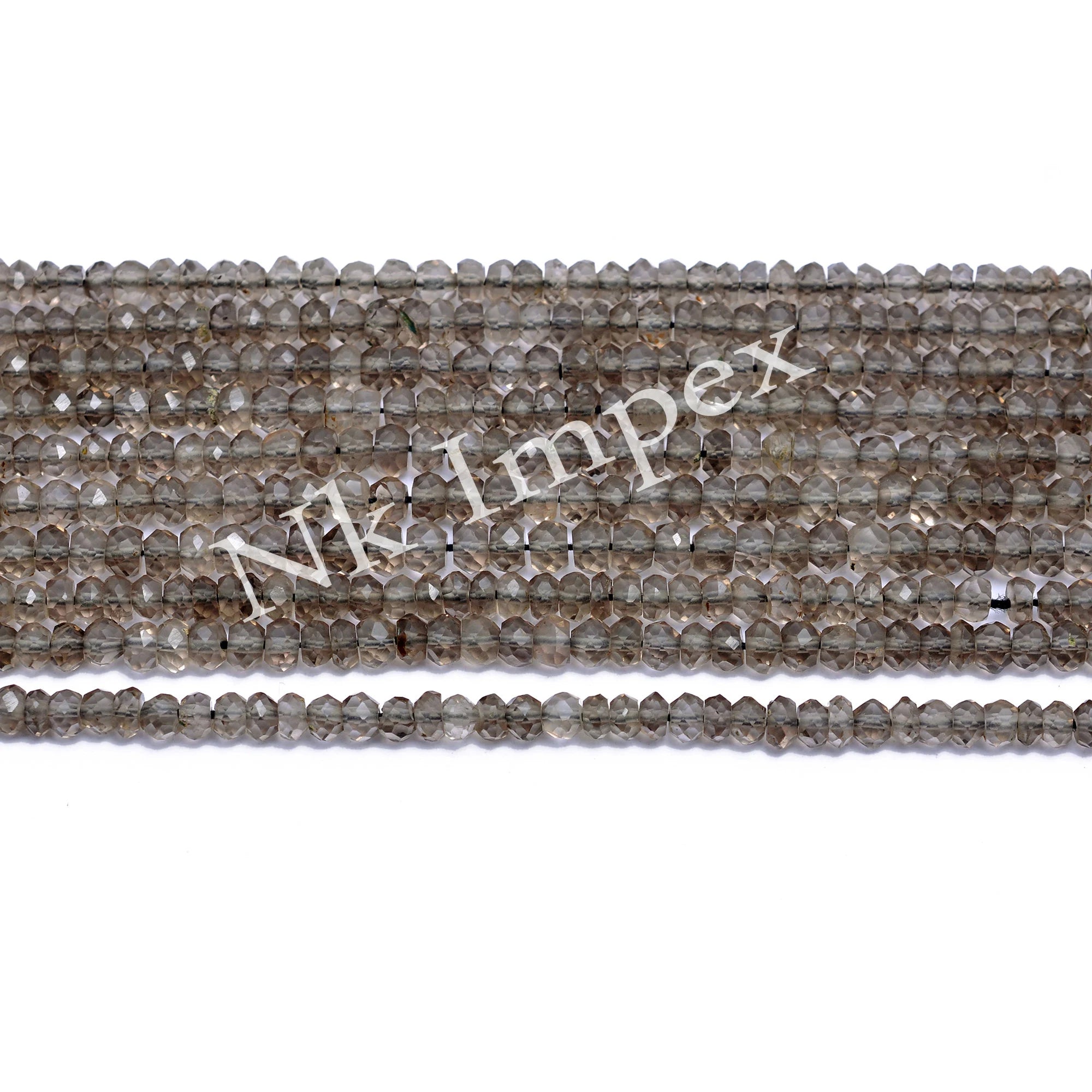 Smoky Quartz Faceted Rondelle Beads, Natural Quartz Gemstone, 15 Inches Strand, (SKU426)