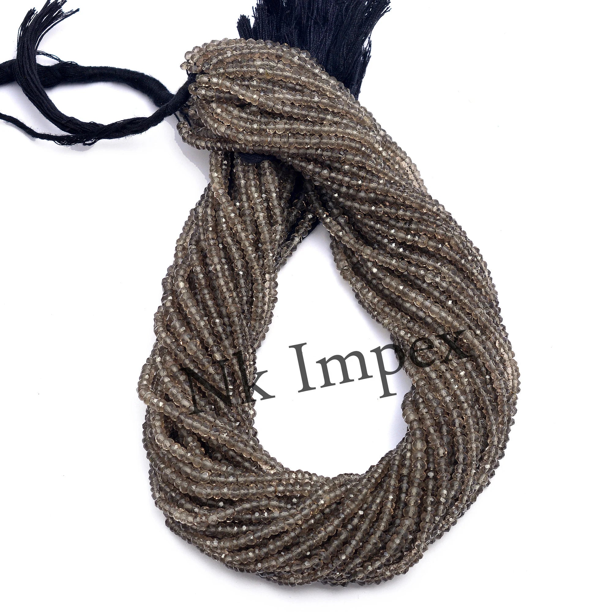 Smoky Quartz Faceted Rondelle Beads, Natural Quartz Gemstone, 15 Inches Strand, (SKU426)