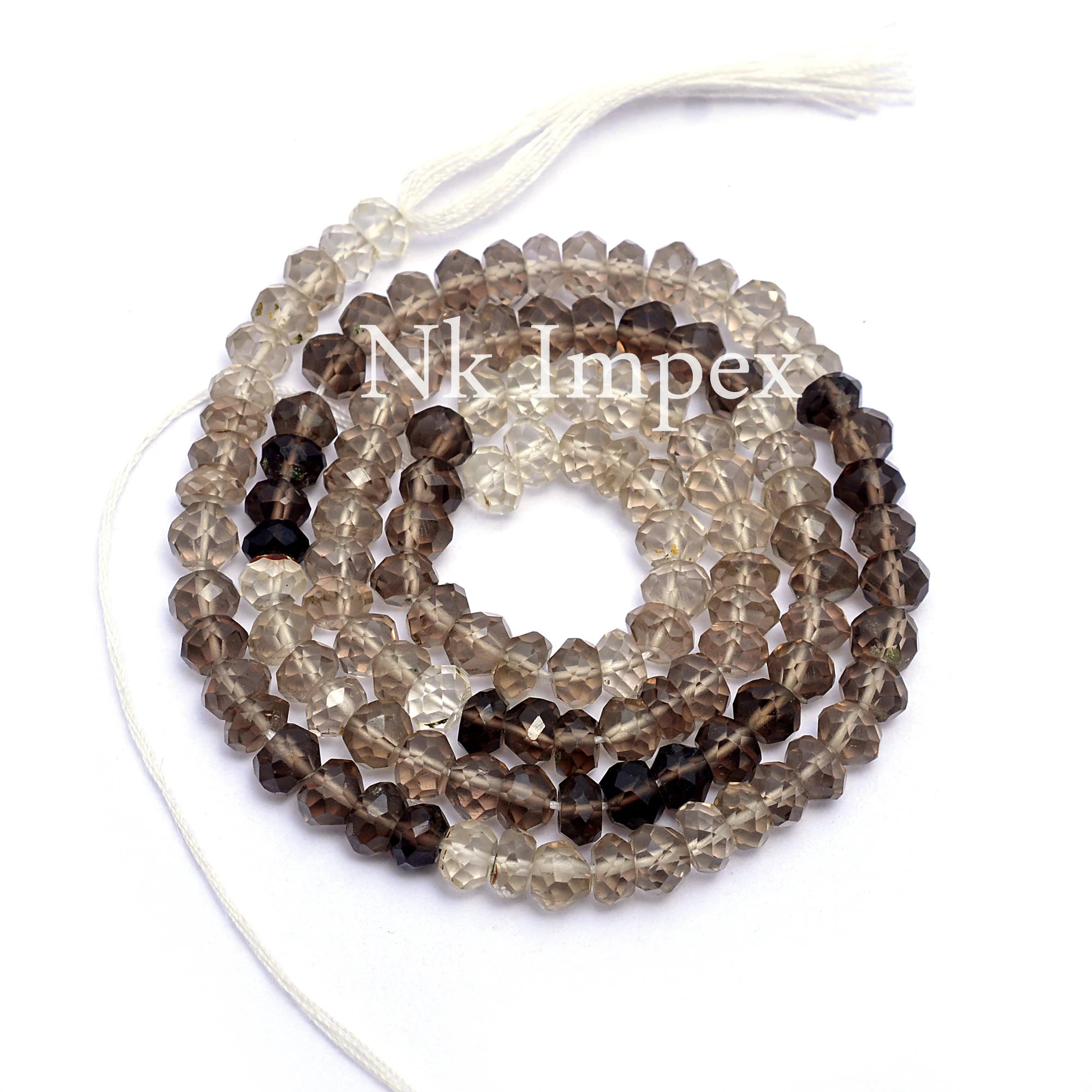 Natural Smoky Quartz Shaded Faceted Rondelle Beads, 14 Inch Strand, (SKU427)