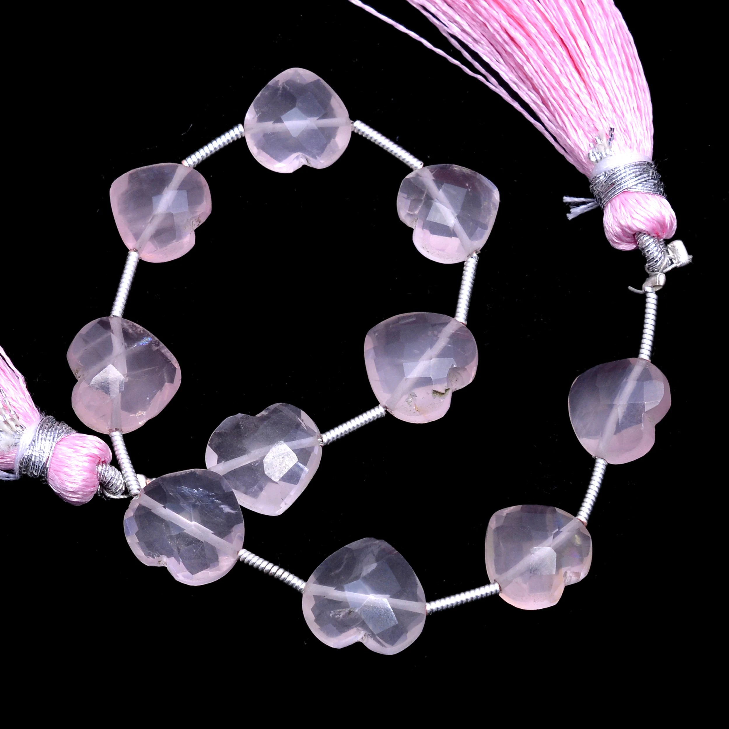 Rose Quartz Faceted Heart Beads, 8 To 13 mm, Unique Pink Quartz Beads, (SKU1028)