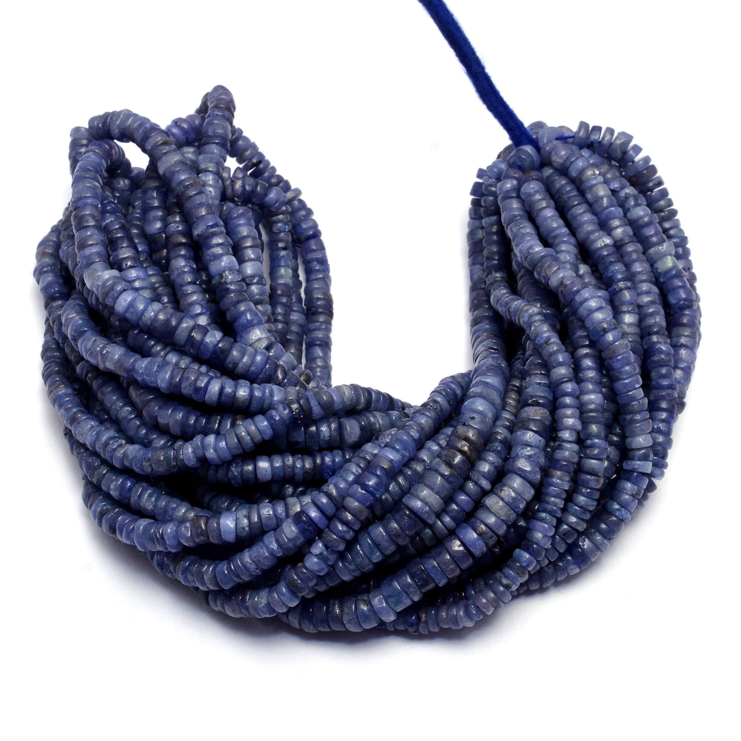 Tanzanite Smooth Heishi Beads, 4 mm To 6.5 mm, Tanzanite Wheels Tyre Jewelry Making Gemstone Beads, 16 Inch Strand (SKU1046)