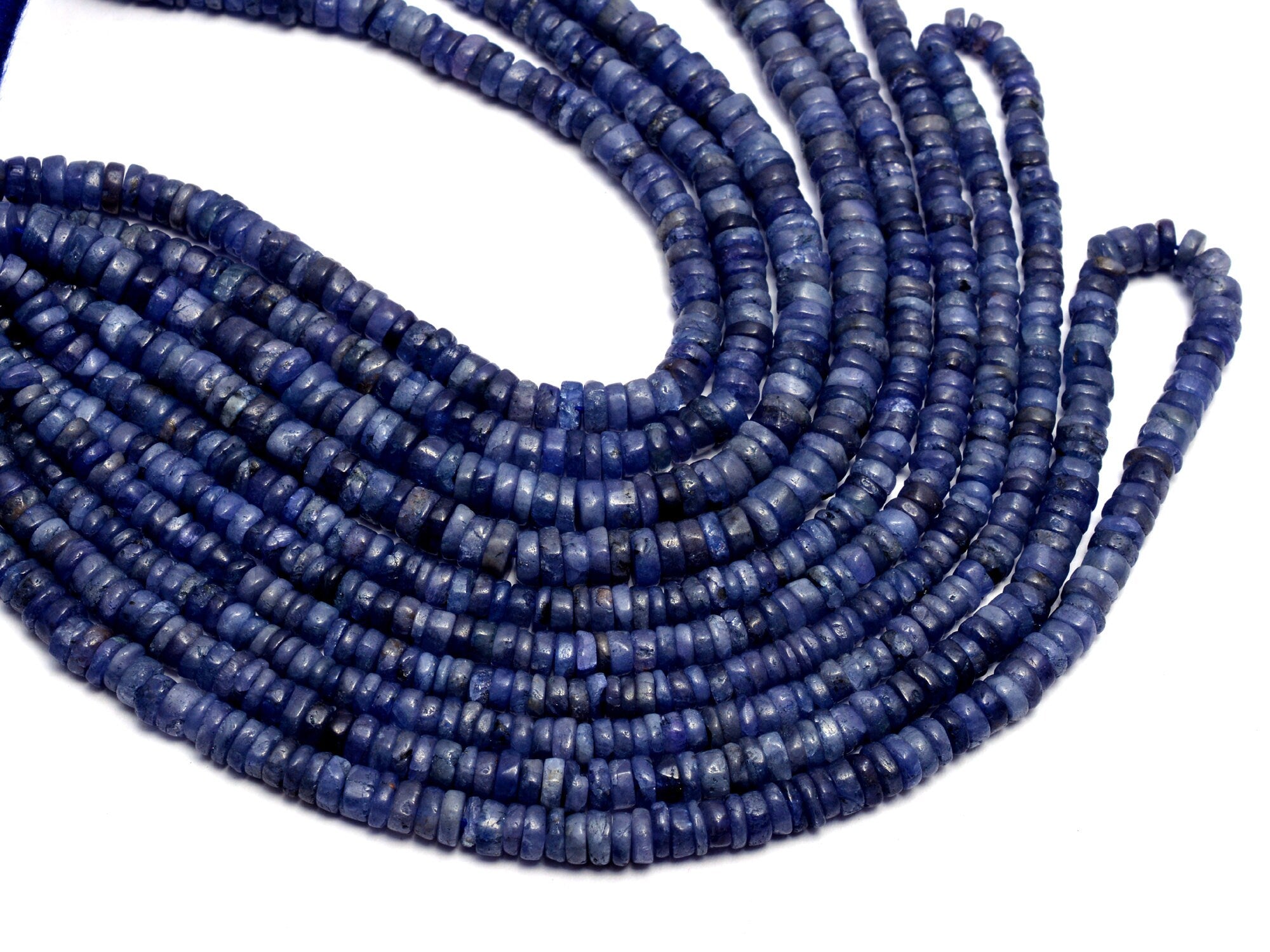 Tanzanite Smooth Heishi Beads, 4 mm To 6.5 mm, Tanzanite Wheels Tyre Jewelry Making Gemstone Beads, 16 Inch Strand (SKU1046)