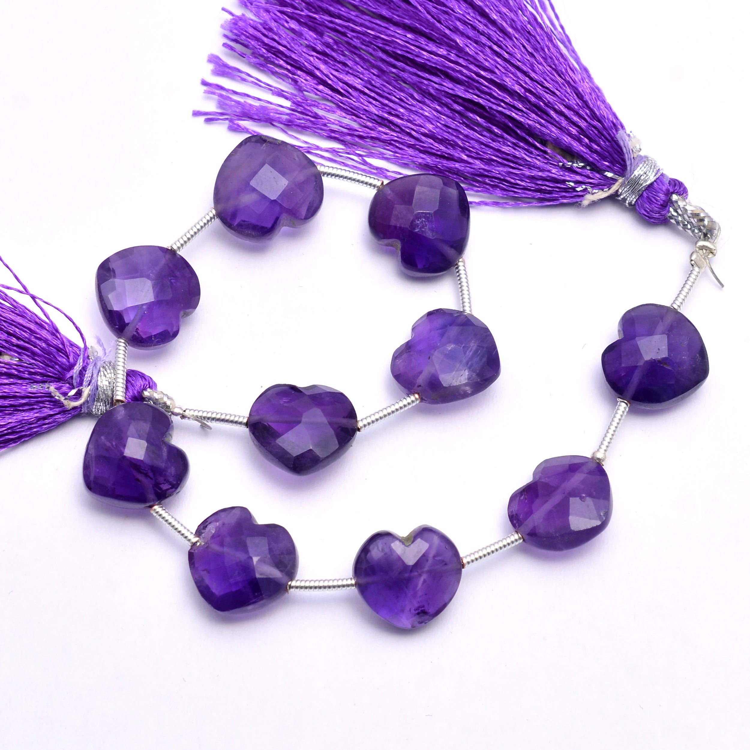 African Amethyst Faceted Heart Beads, African Amethyst Heart, Purple African Amethyst Heart, Amethyst Jewelry Making Gemstone Beads