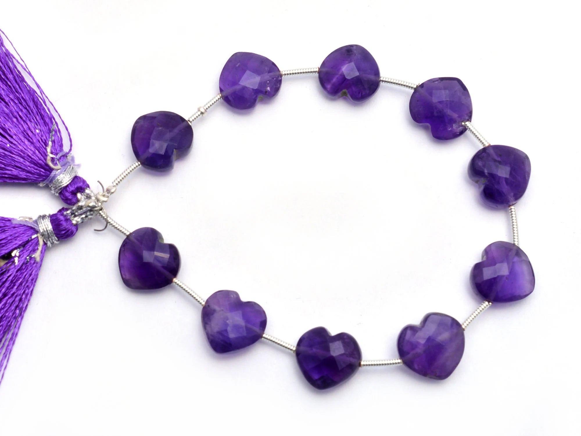 African Amethyst Faceted Heart Beads, African Amethyst Heart, Purple African Amethyst Heart, Amethyst Jewelry Making Gemstone Beads