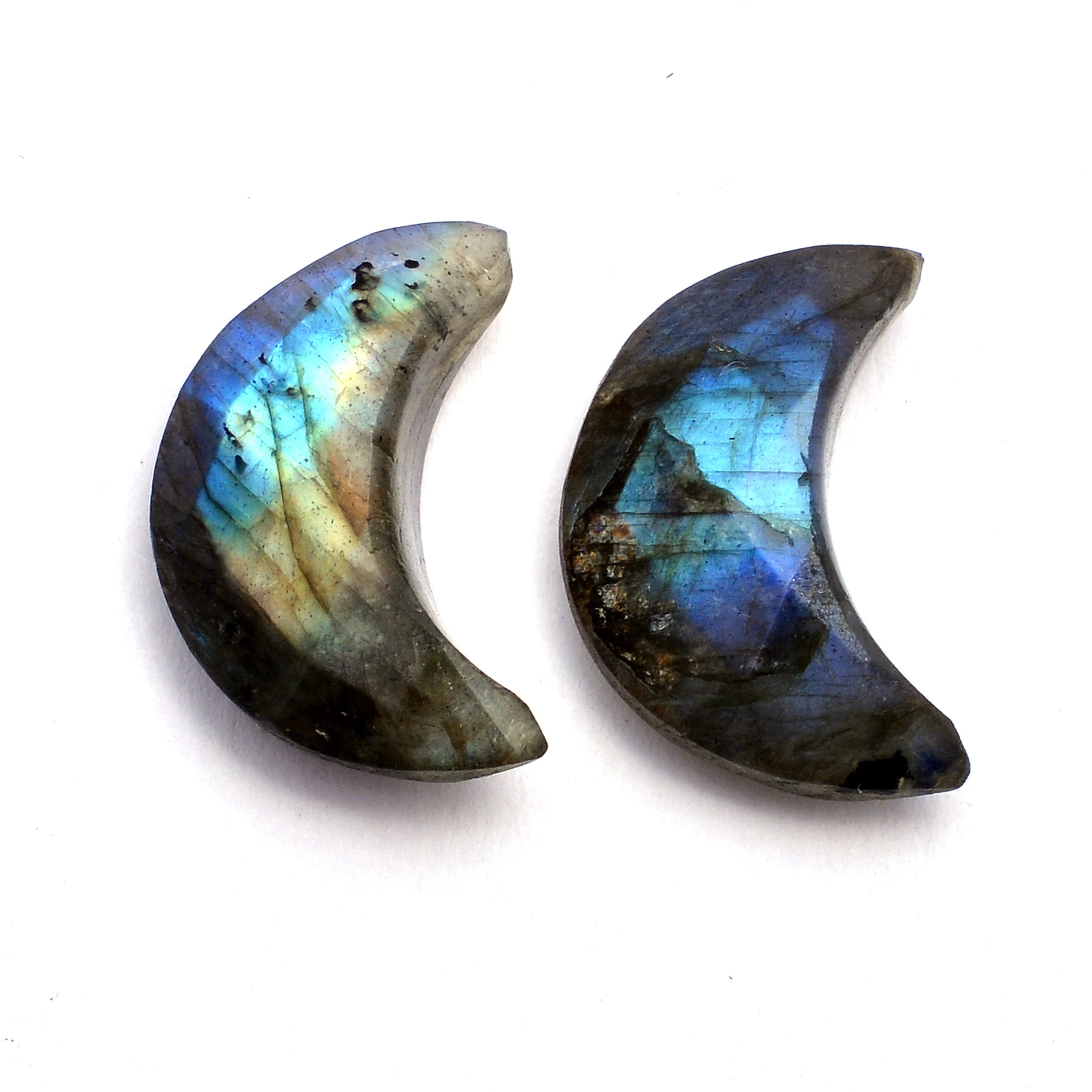 Natural Labradorite Faceted Crescent Moon Shape Loose Gemstone, 7.5x 8 mm, Handmade Gemstone Supplier, (SKU1048)