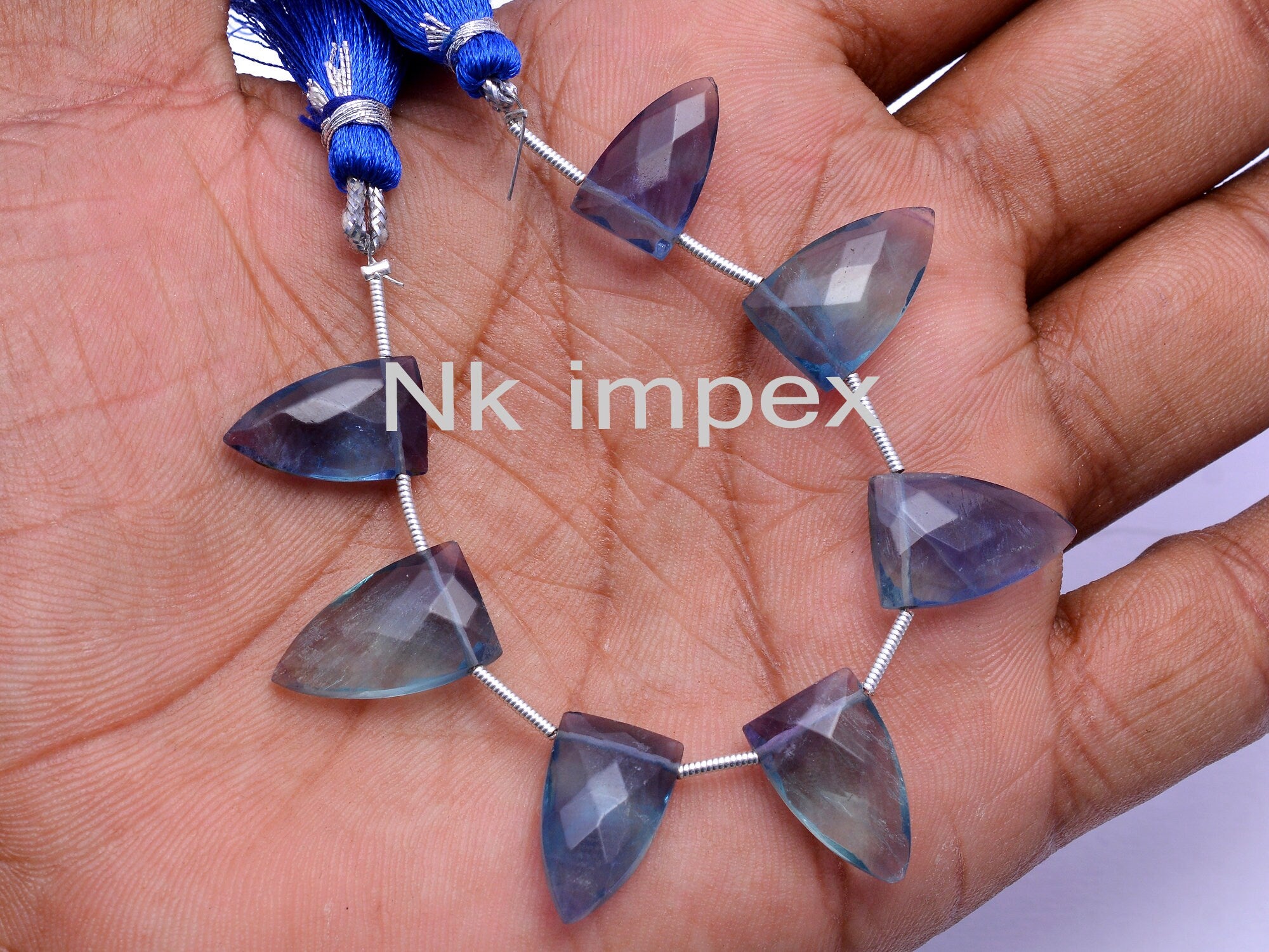 Bi Color Fluorite Faceted Triangle Beads, 8.5x11.5 mm To 11x28 mm, Fluorite Triangle Bead, Fluorite Jewelry Making Gemstone, 5 Inch