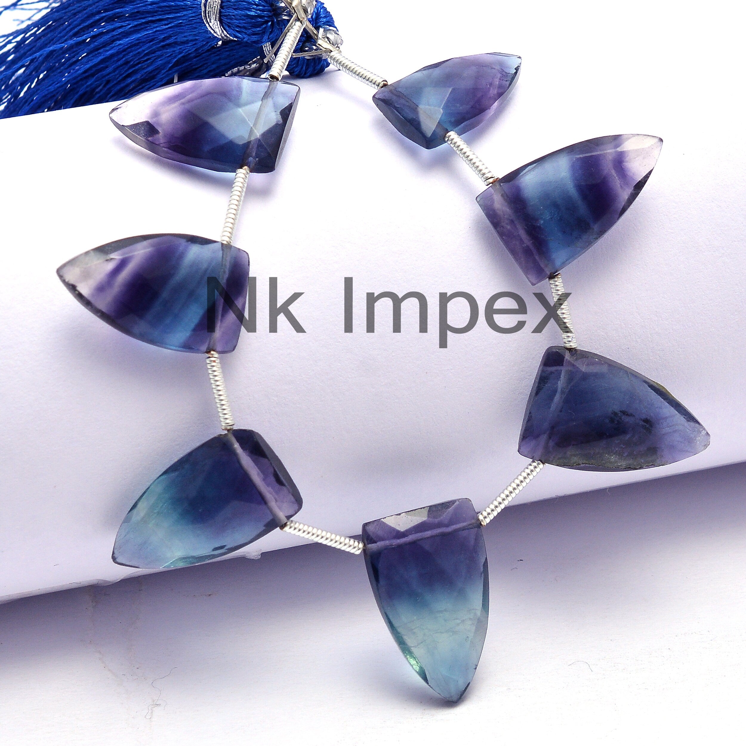 Bi Color Fluorite Faceted Triangle Beads, 8.5x11.5 mm To 11x28 mm, Fluorite Triangle Bead, Fluorite Jewelry Making Gemstone, 5 Inch