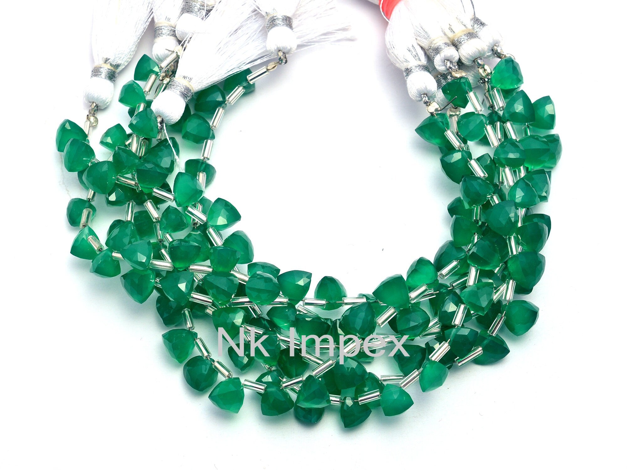 Natural Green Onyx Pyramid Beads, 6x6 To 8x8 mm, Faceted Triangle Shape, DIY Craft Maker Beads, (SKU1031)