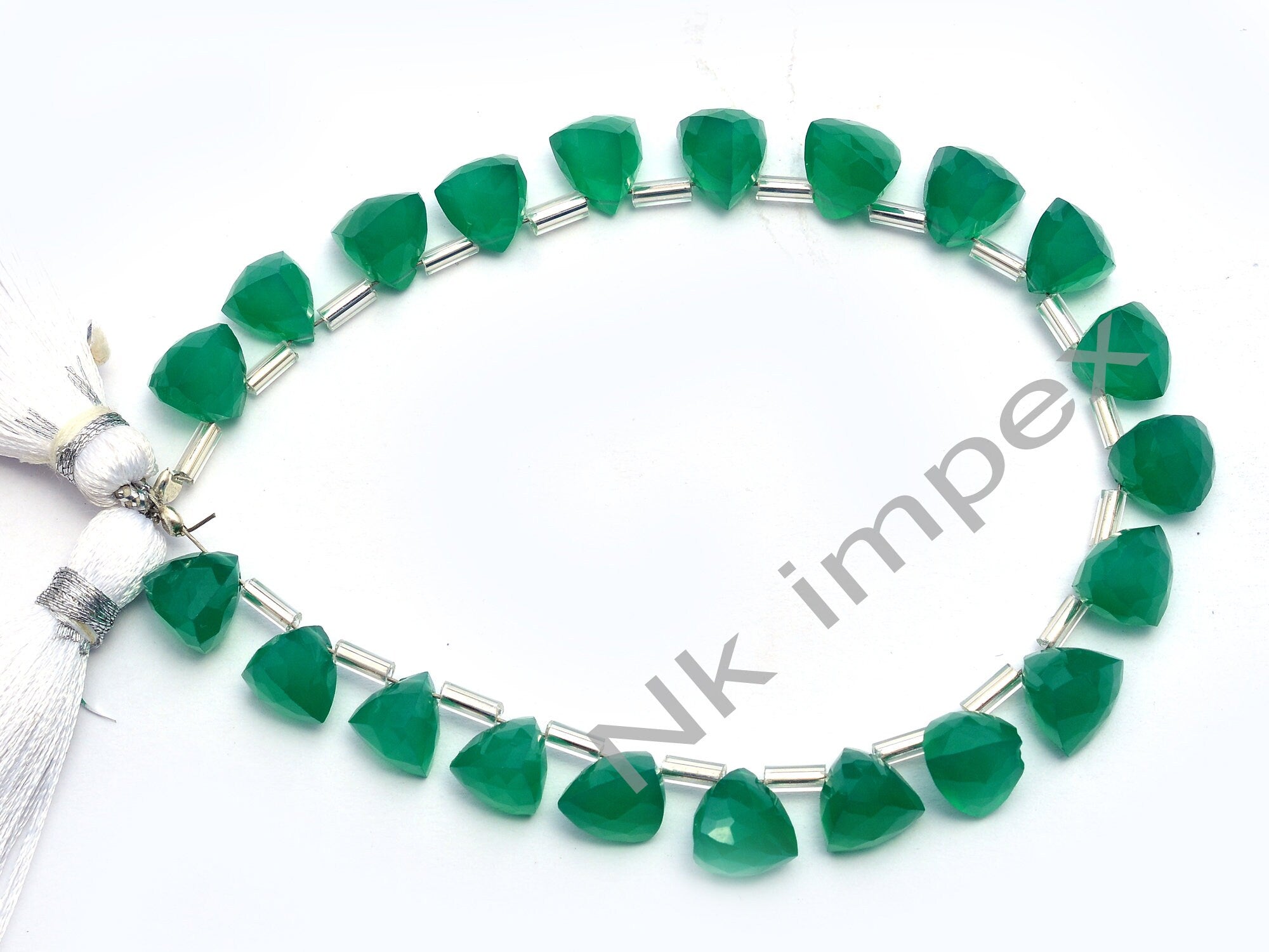 Natural Green Onyx Pyramid Beads, 6x6 To 8x8 mm, Faceted Triangle Shape, DIY Craft Maker Beads, (SKU1031)