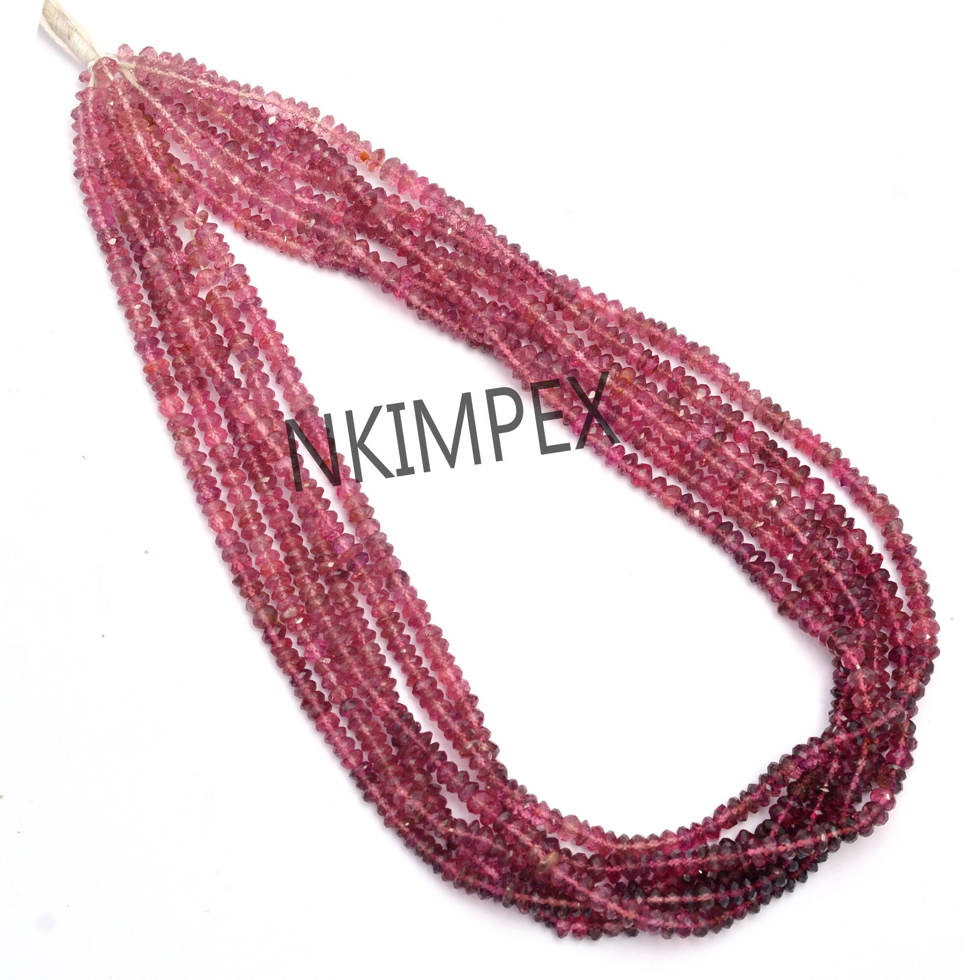 Pink Tourmaline Faceted Rondelle Beads, Natural Tourmaline Beads, 16 Inch Strand, (SKU002)