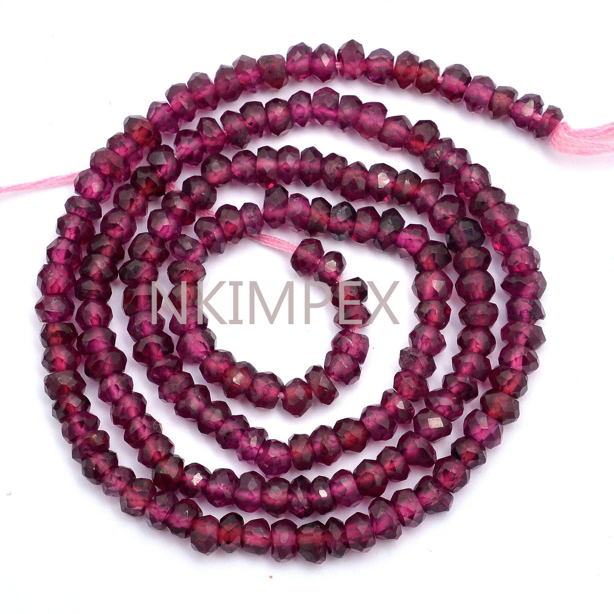 Natural Red Rhodolite Garnet Faceted Rondelle Beads, Rhodolite Faceted Garnet Beads Jewelry Making Gemstone Beads,13" Strand, SKU003
