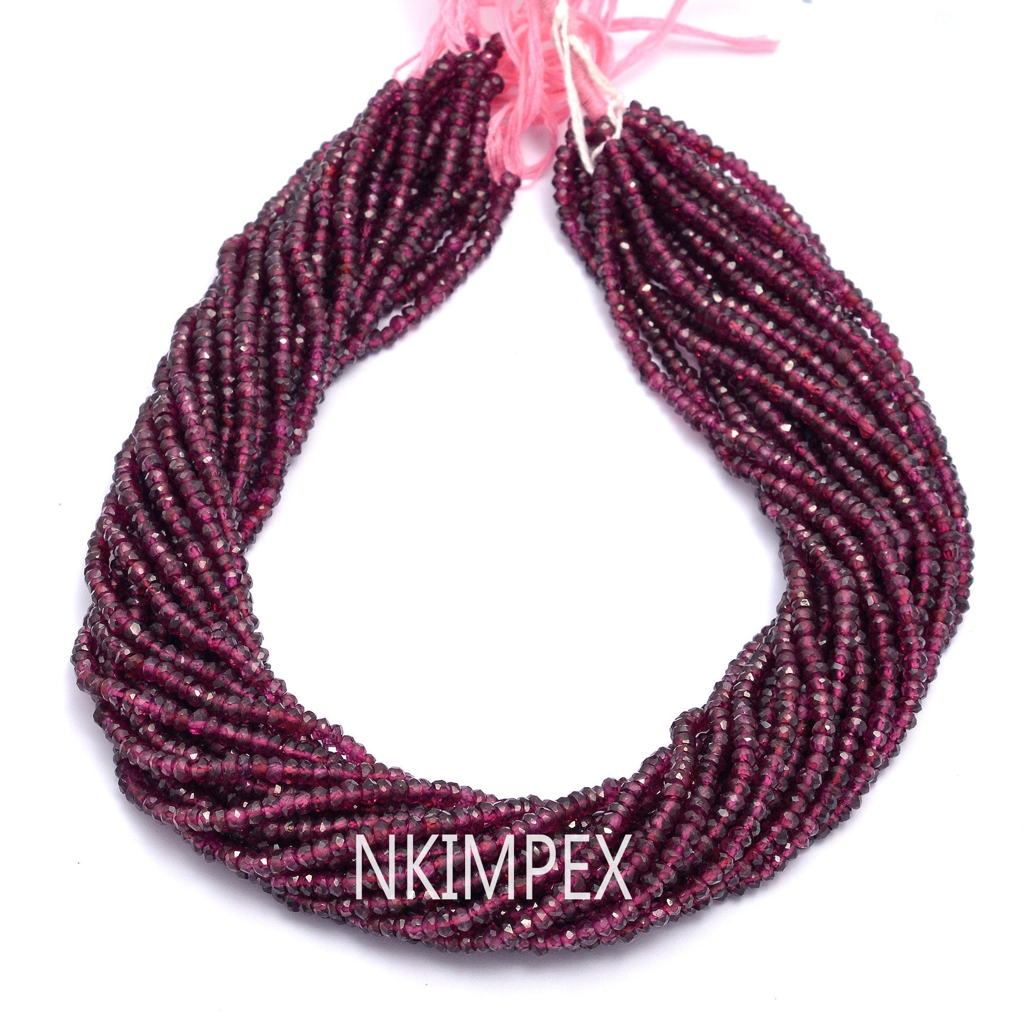 Natural Red Rhodolite Garnet Faceted Rondelle Beads, Rhodolite Faceted Garnet Beads Jewelry Making Gemstone Beads,13" Strand, SKU003