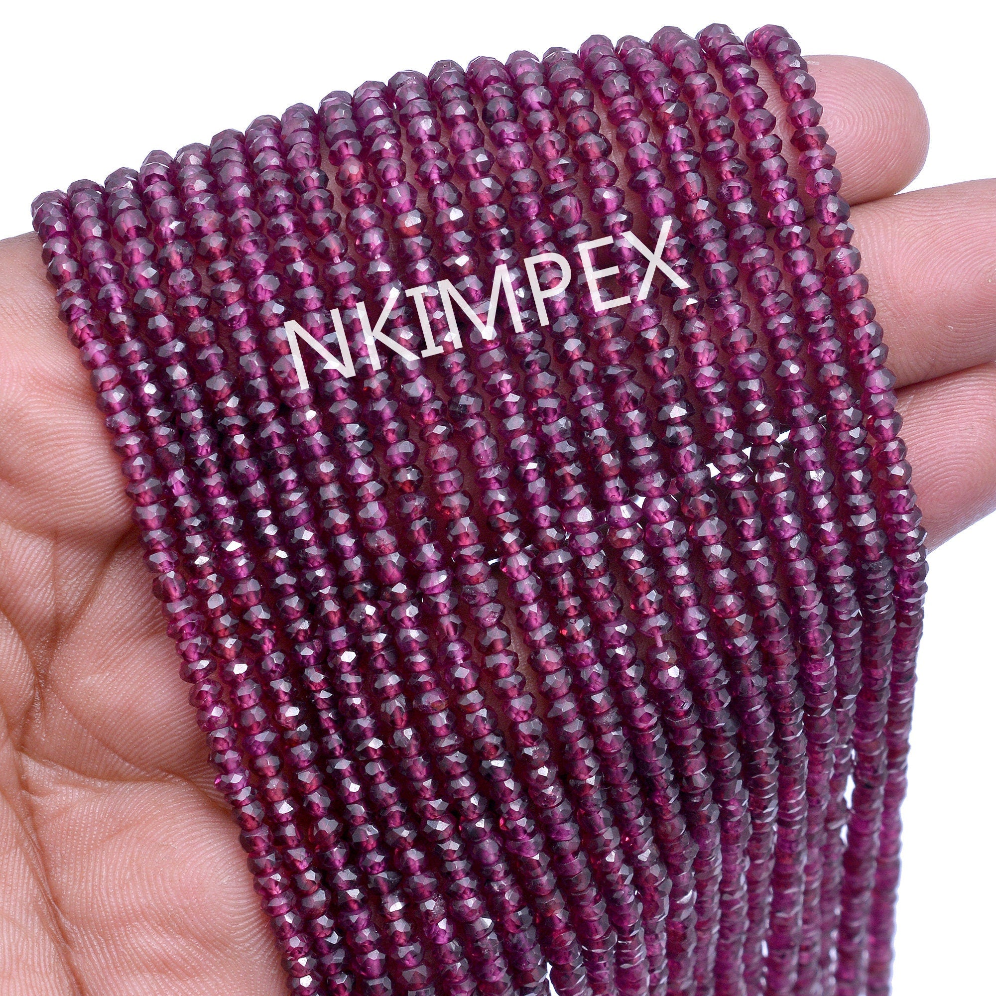 Natural Red Rhodolite Garnet Faceted Rondelle Beads, Rhodolite Faceted Garnet Beads Jewelry Making Gemstone Beads,13" Strand, SKU003