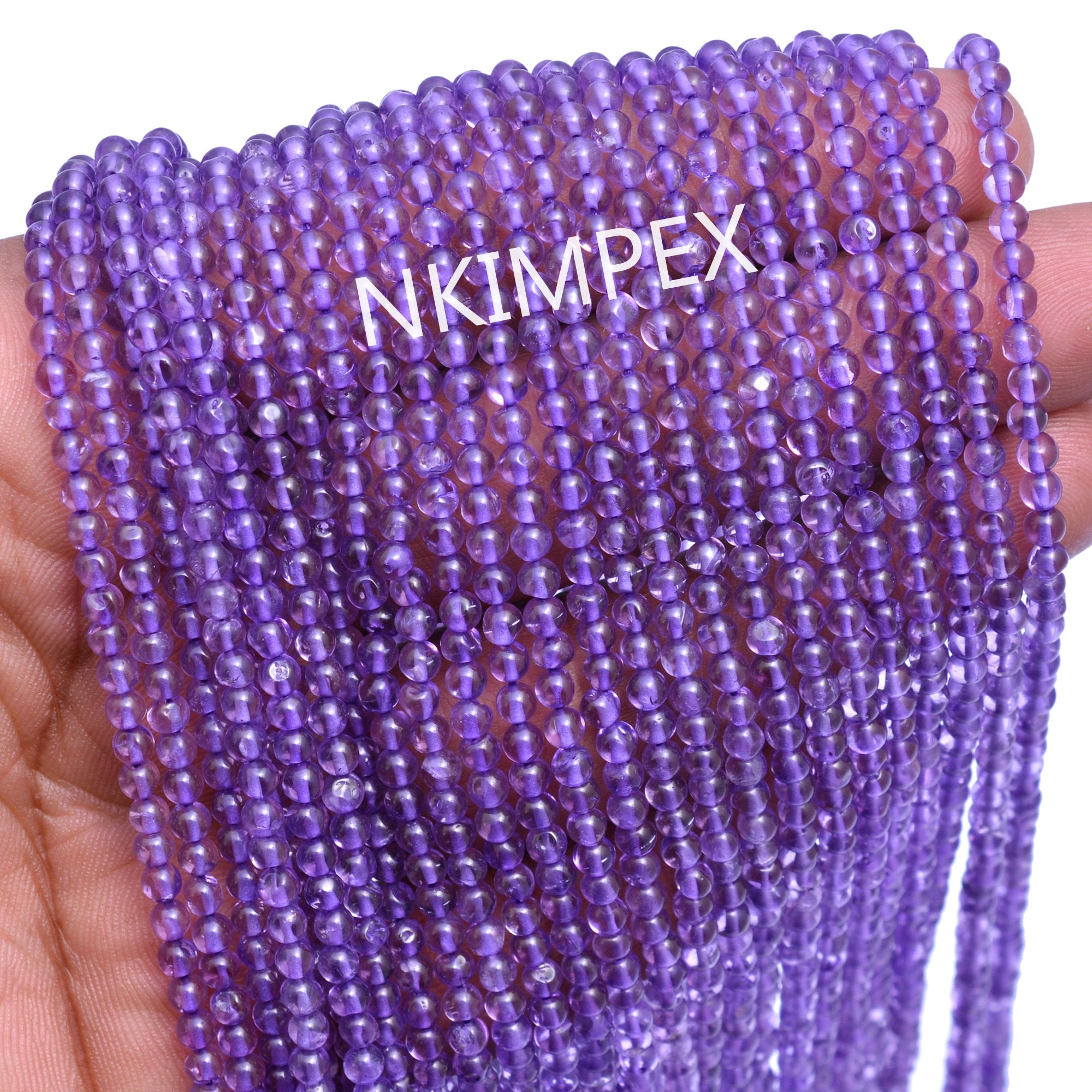 Amethyst Smooth Round Beads, Balls Amethyst Beads, 15" Strand Beads For Jewelry Making, (SKU005)